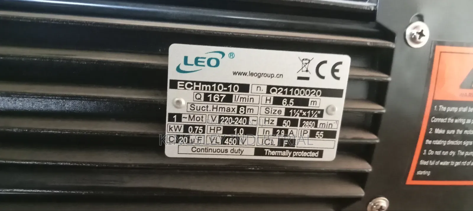 Leo Surface Multi-Step or Boiler Pump 1hp/0.75kw1yr Warranty