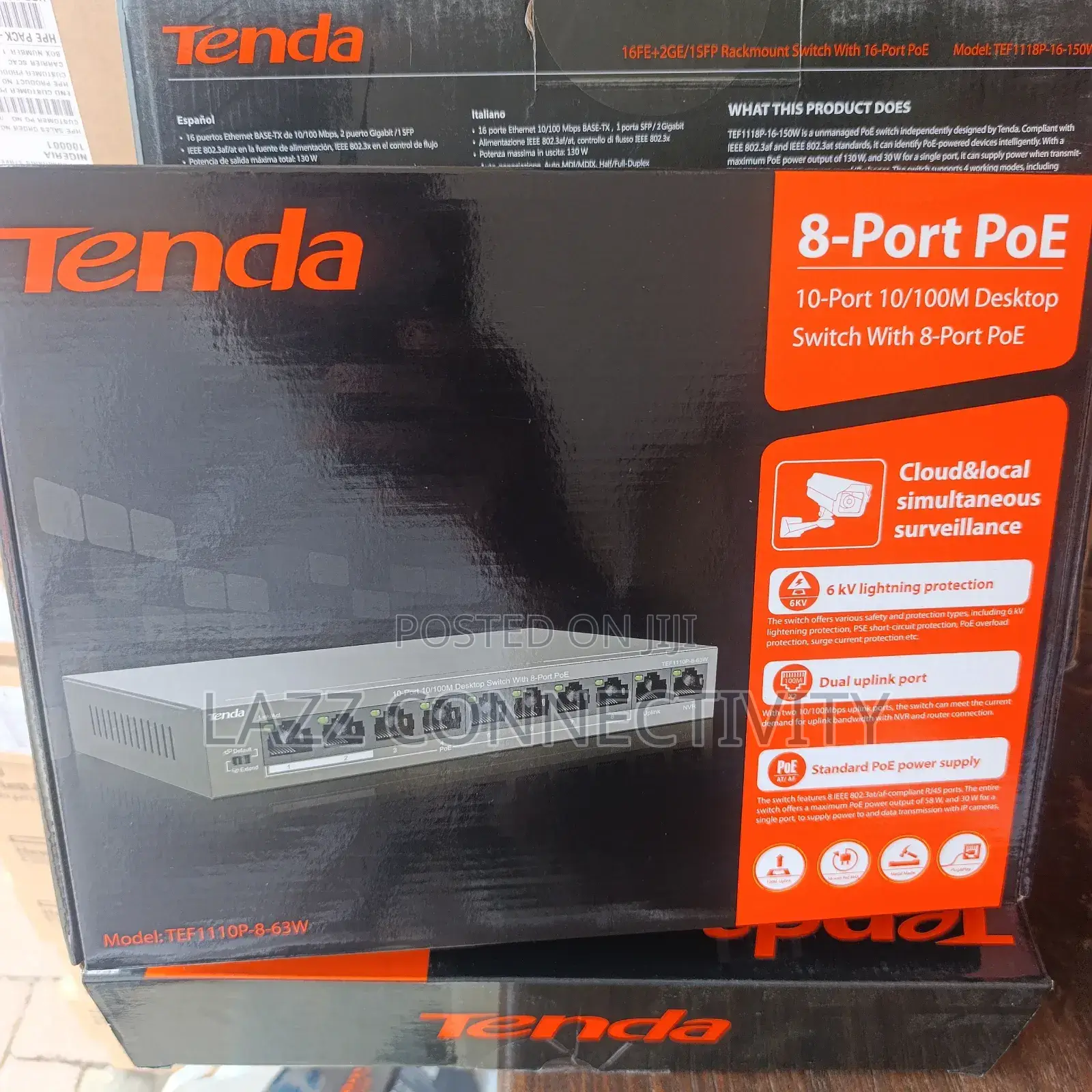 Tenda 8-Port 10/100m Poe Switch + 2*Uplink Ports