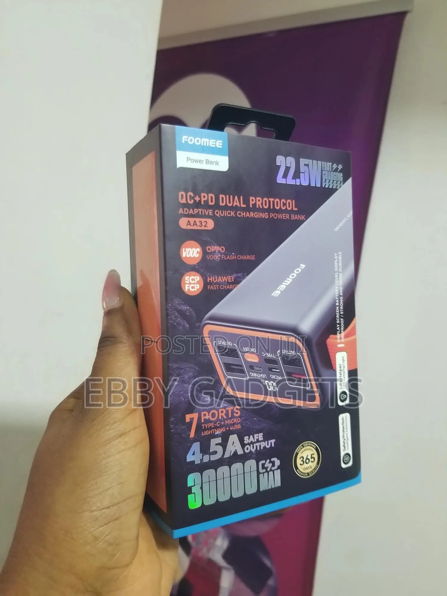Foomee Power Bank 30000mah 22.5w Type C Input Output