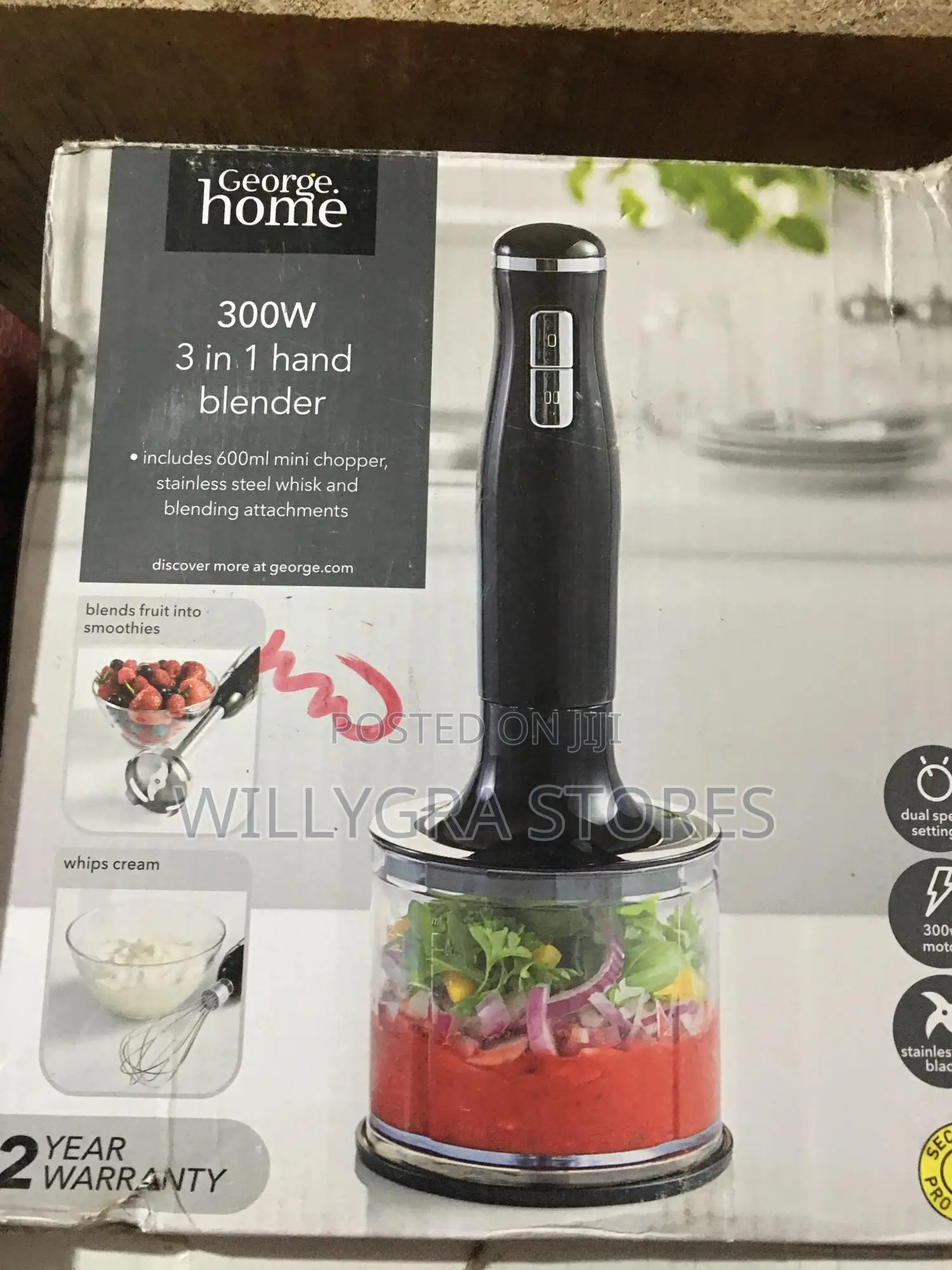 George Home Black Glossy 3 In 1 Hand Blender