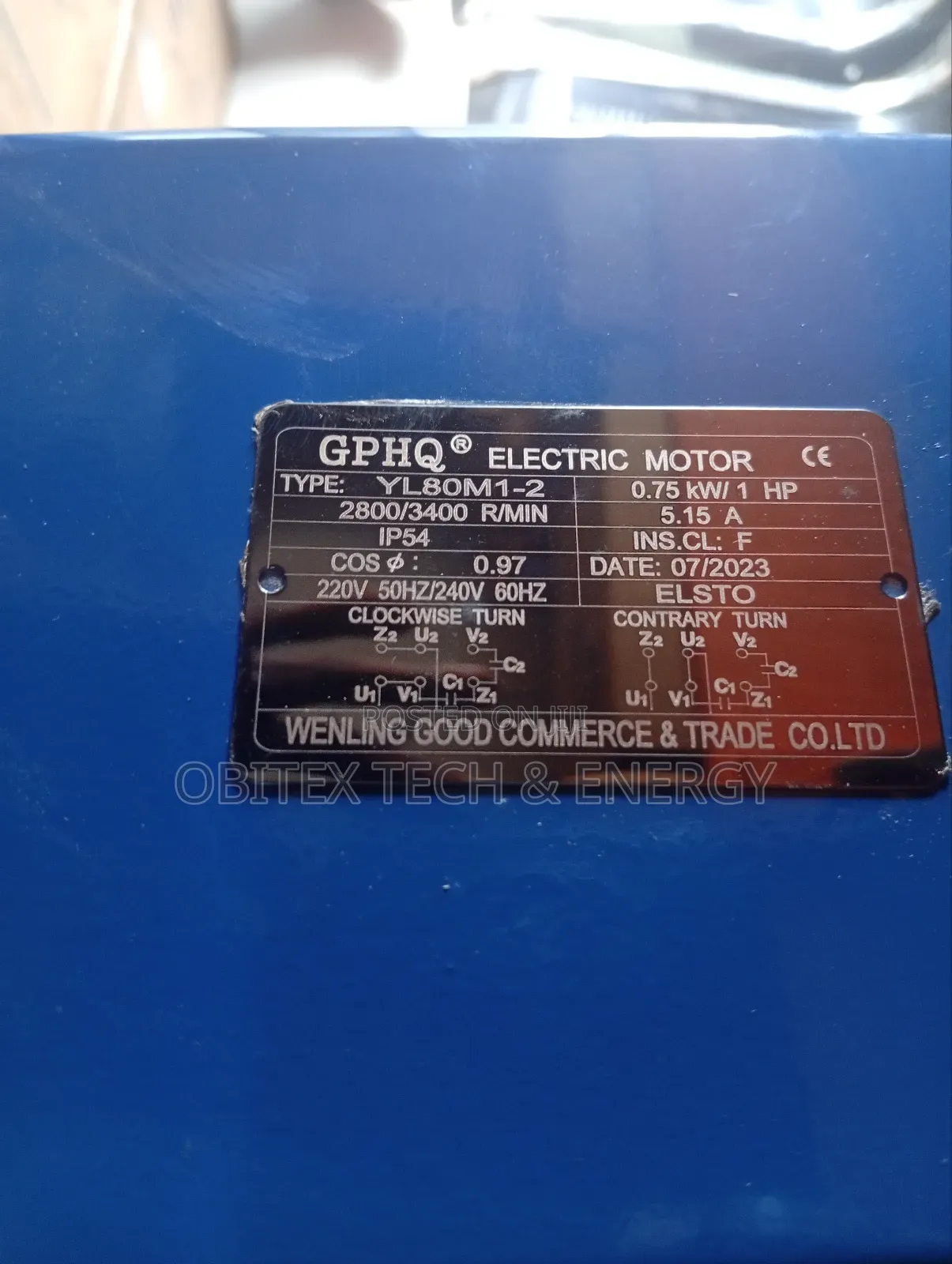 GPHQ 1hp Electric Motor – Heavy Duty, Ip54 (Yl80m1-2)