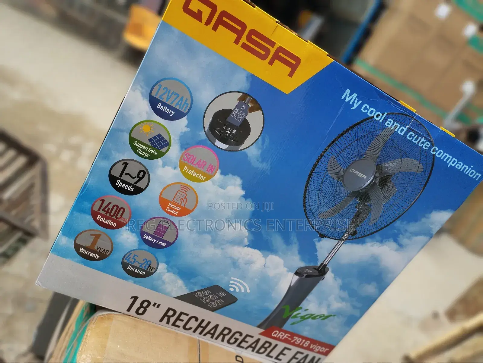 Qasa Rechargeable 18 Inches Fan