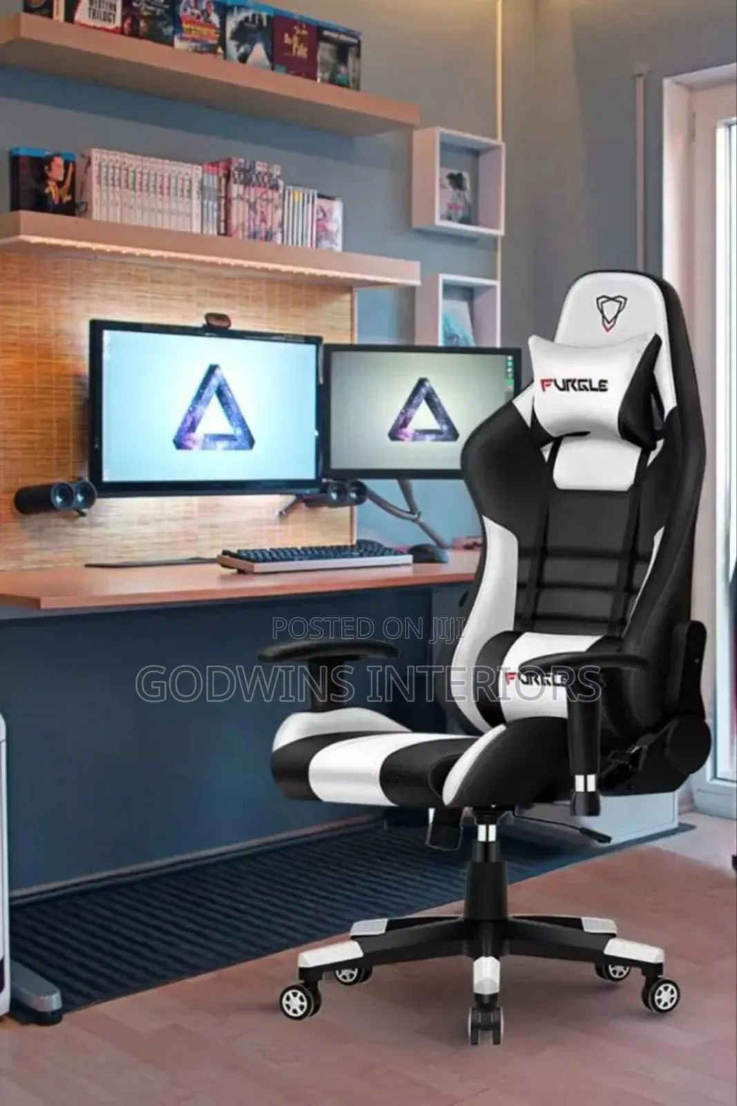 Exclusive Pu Leather Gaming Chair(Black and White)