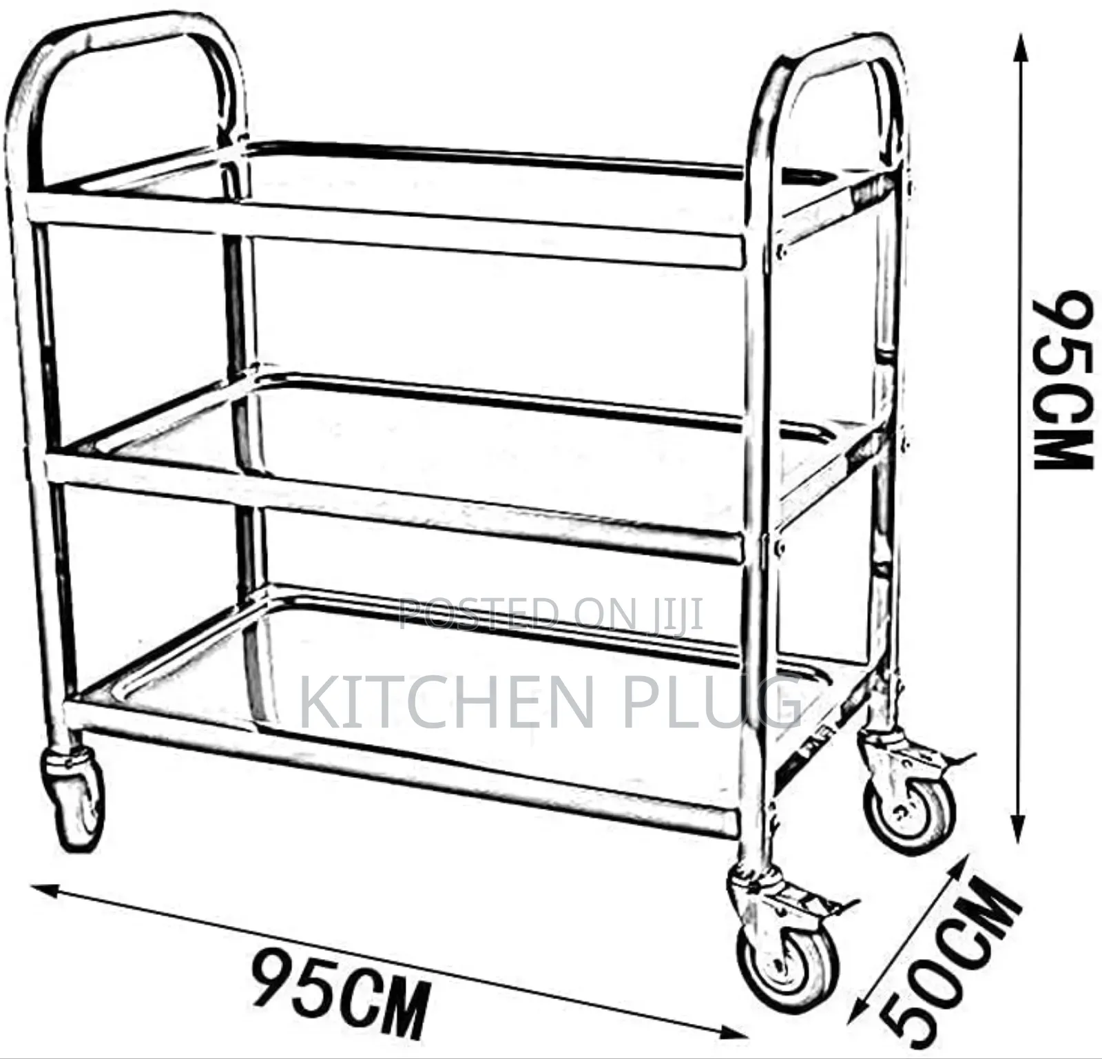3-Tier Stainless Steel Utility Cart