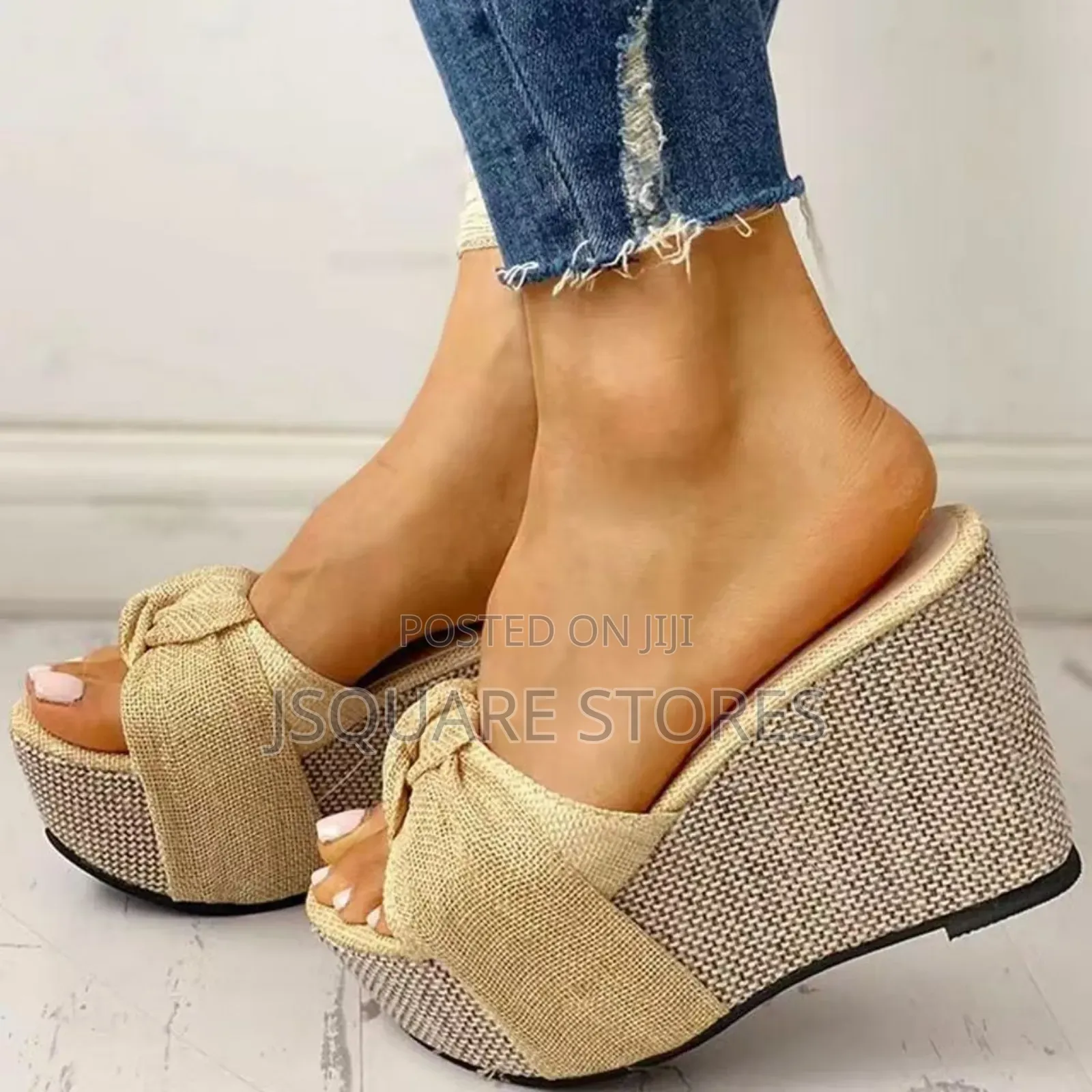 Fabric Wedge Slippers