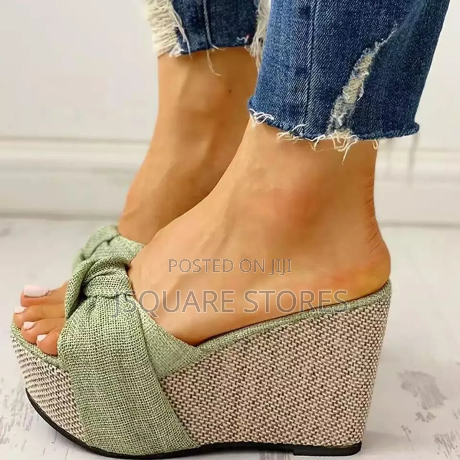 Fabric Wedge Slippers