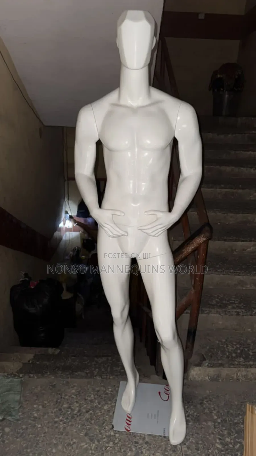Glossy White Faceless Fibre Male Mannequin