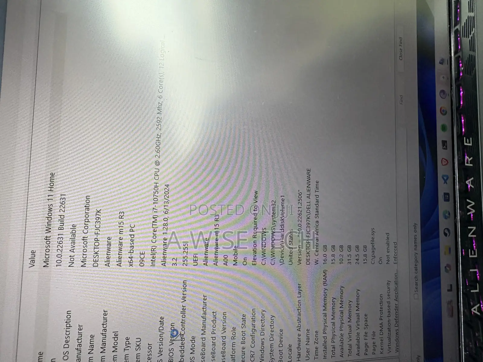 Laptop Dell Alienware M15 R4 16GB Intel Core I7 SSD 512GB
