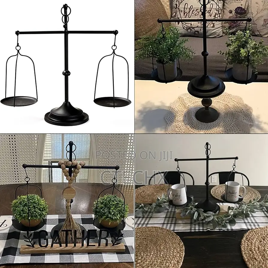 Farm House Scale Candleholder Vintage Table Decor Metal