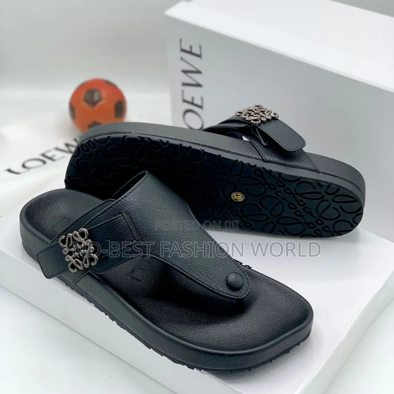 Black Leather Slippers