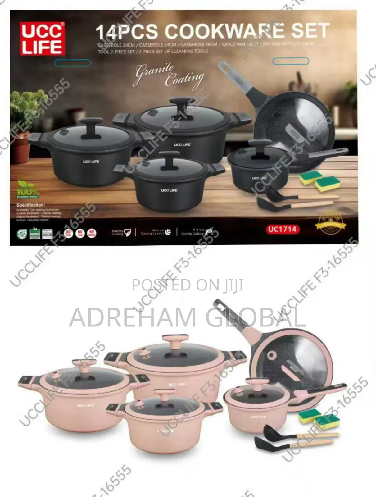Ucc Life 14pcs Granite Coating Cookware Set Uc1714