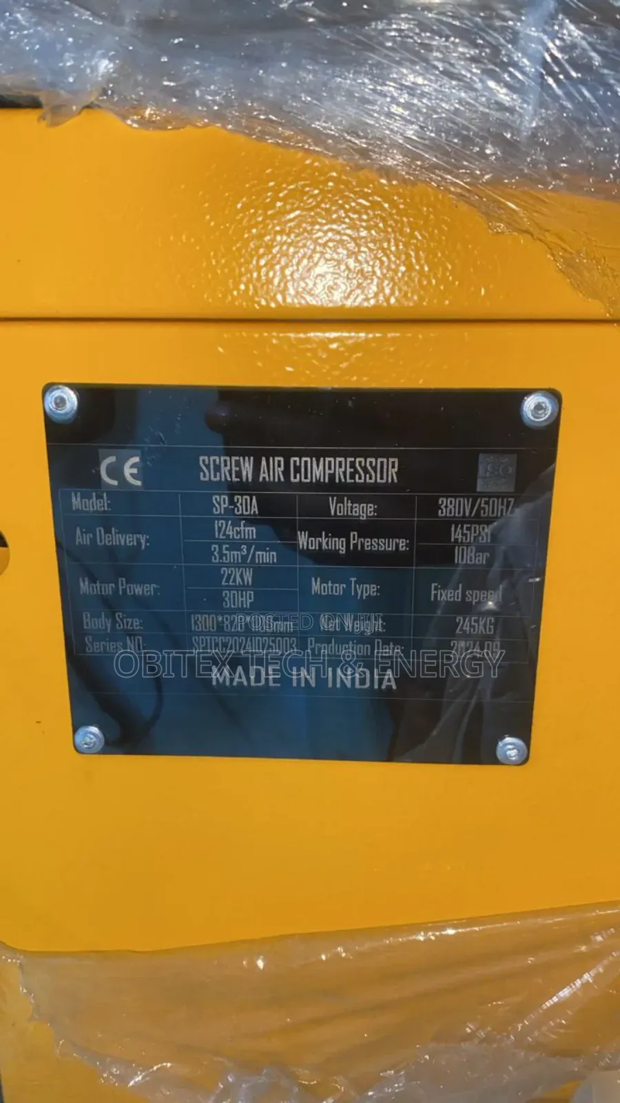 30hp Air Screw Compressor With Dryer Tank – Full Set, 22kw