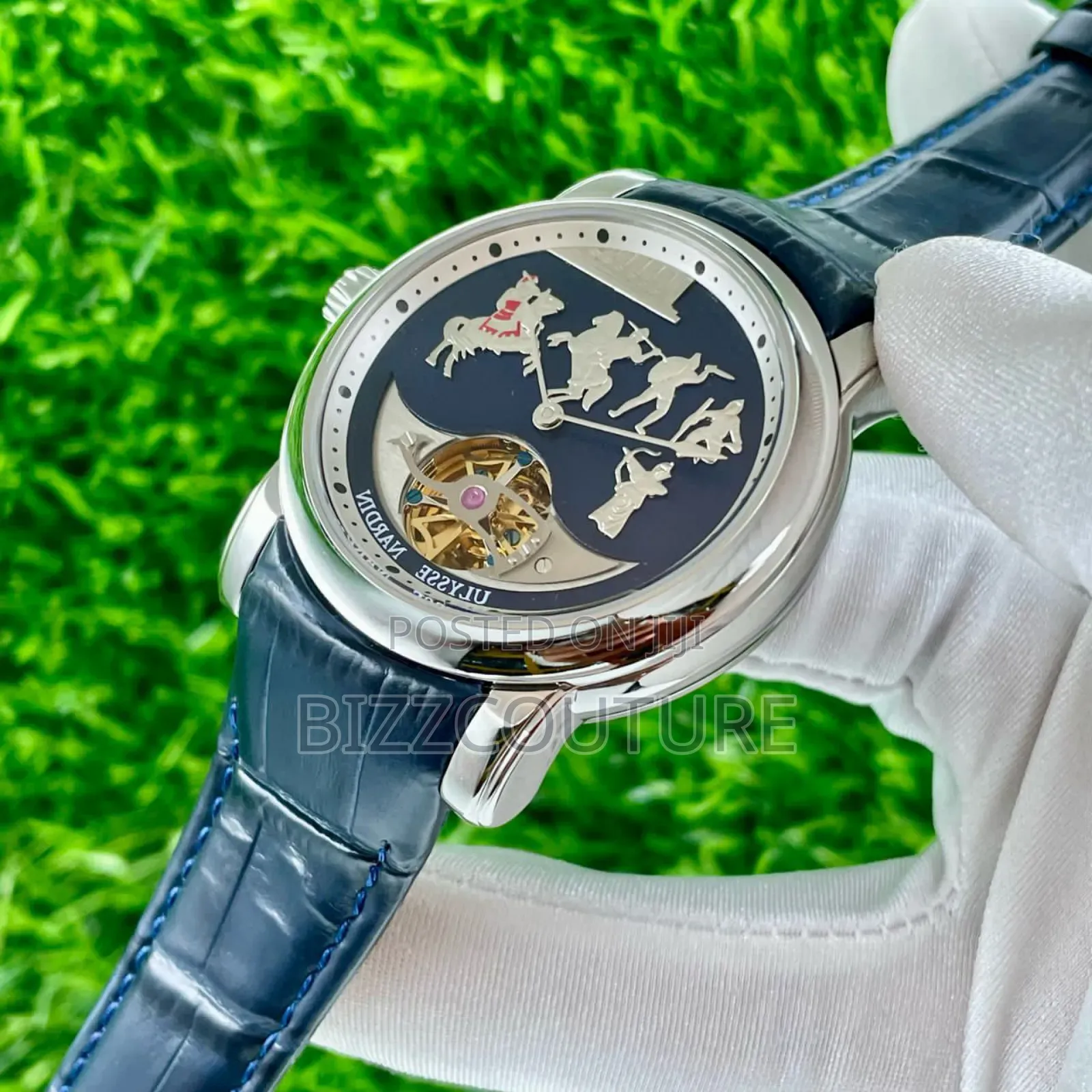 Original Ulysse Nardin Blue Genuine Leather Strap Watch