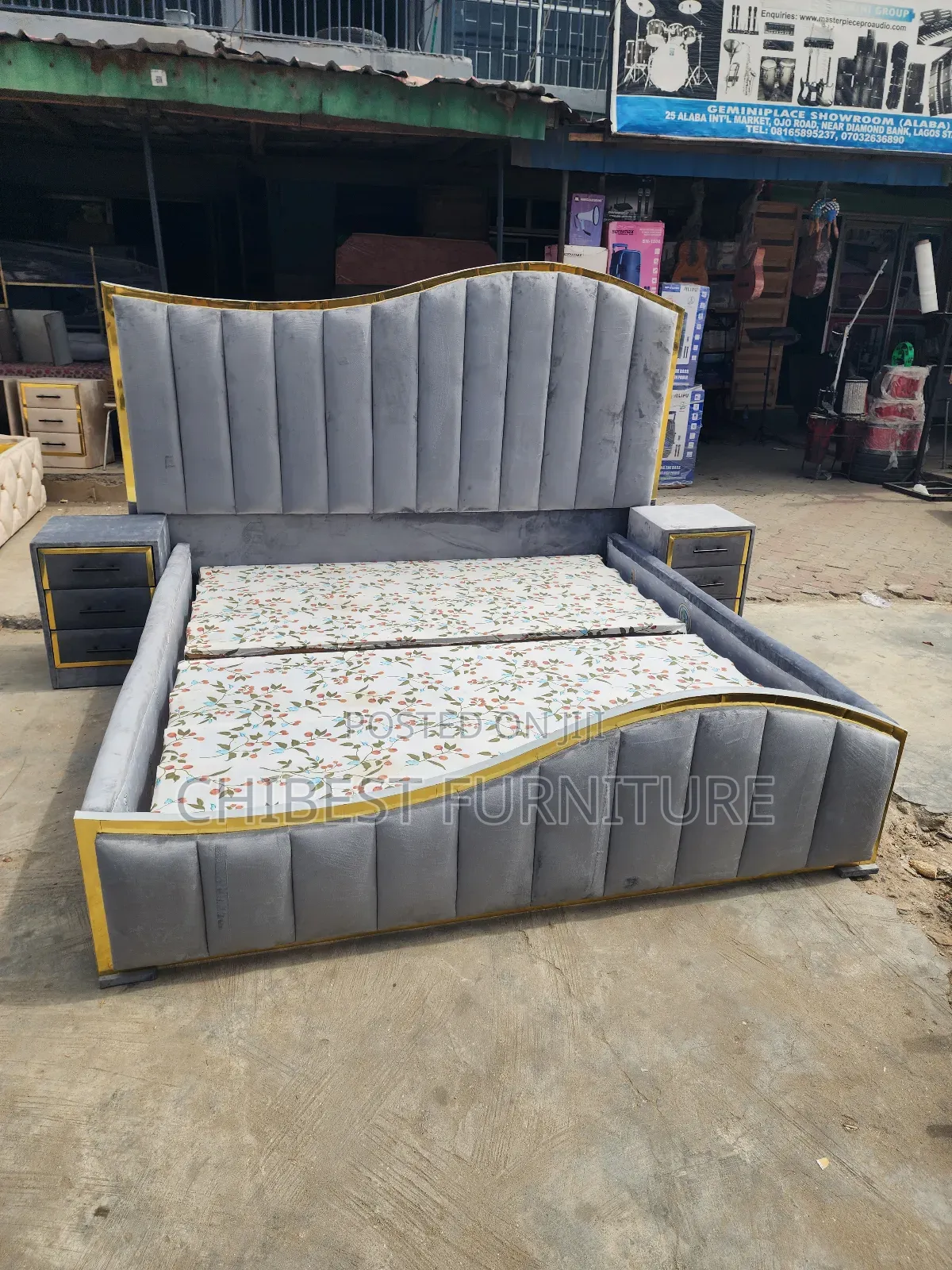 Six by Six Padded Bed Stand With Cupboards.