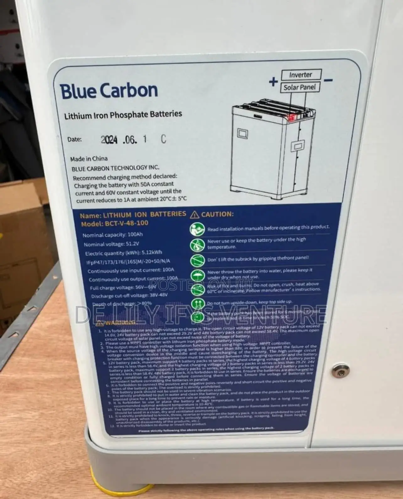Blue Carbon Lithium Battery 5kwh