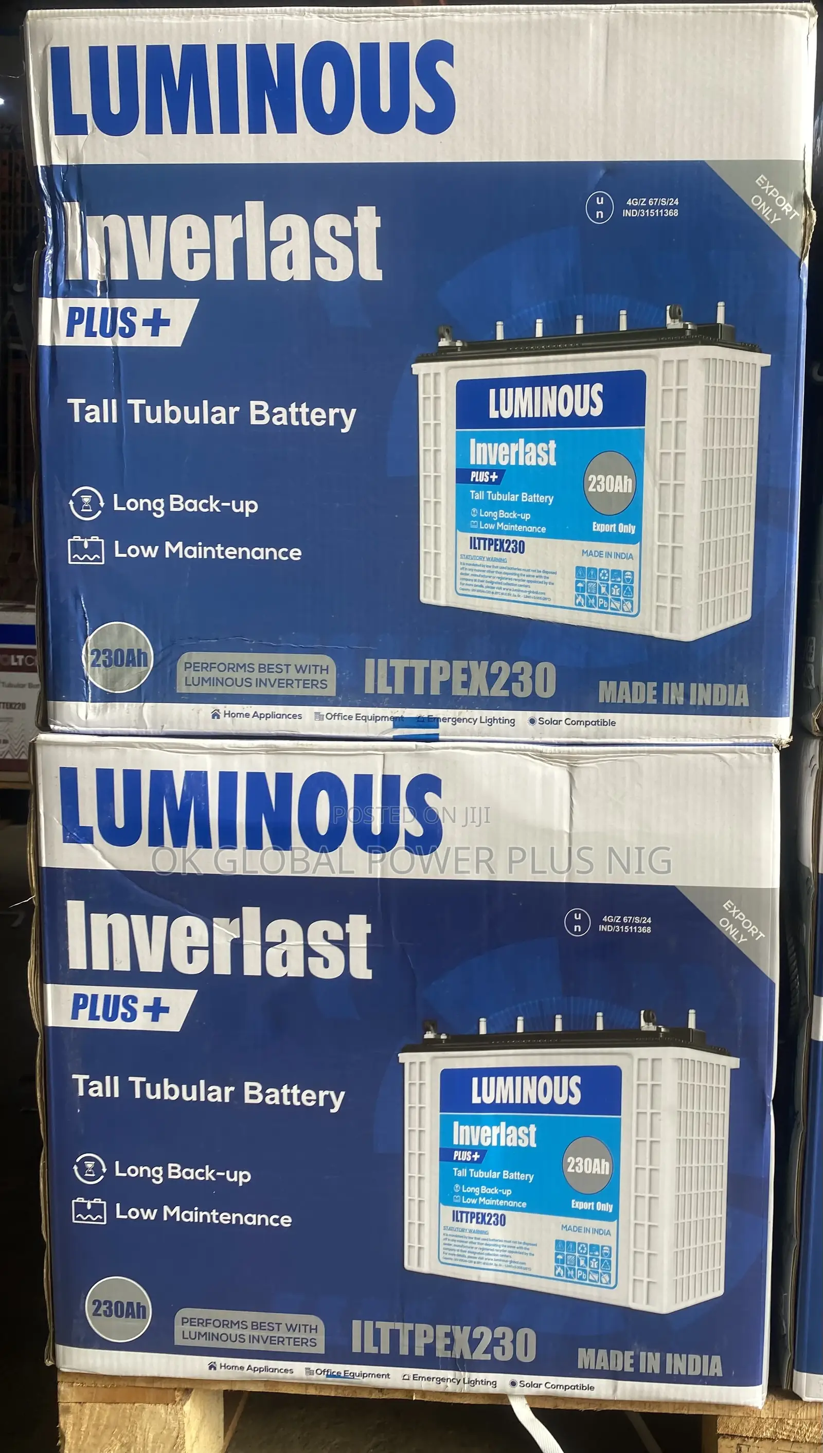 Luminous 230ah/12v Inverlast Plus + Tubular Battery