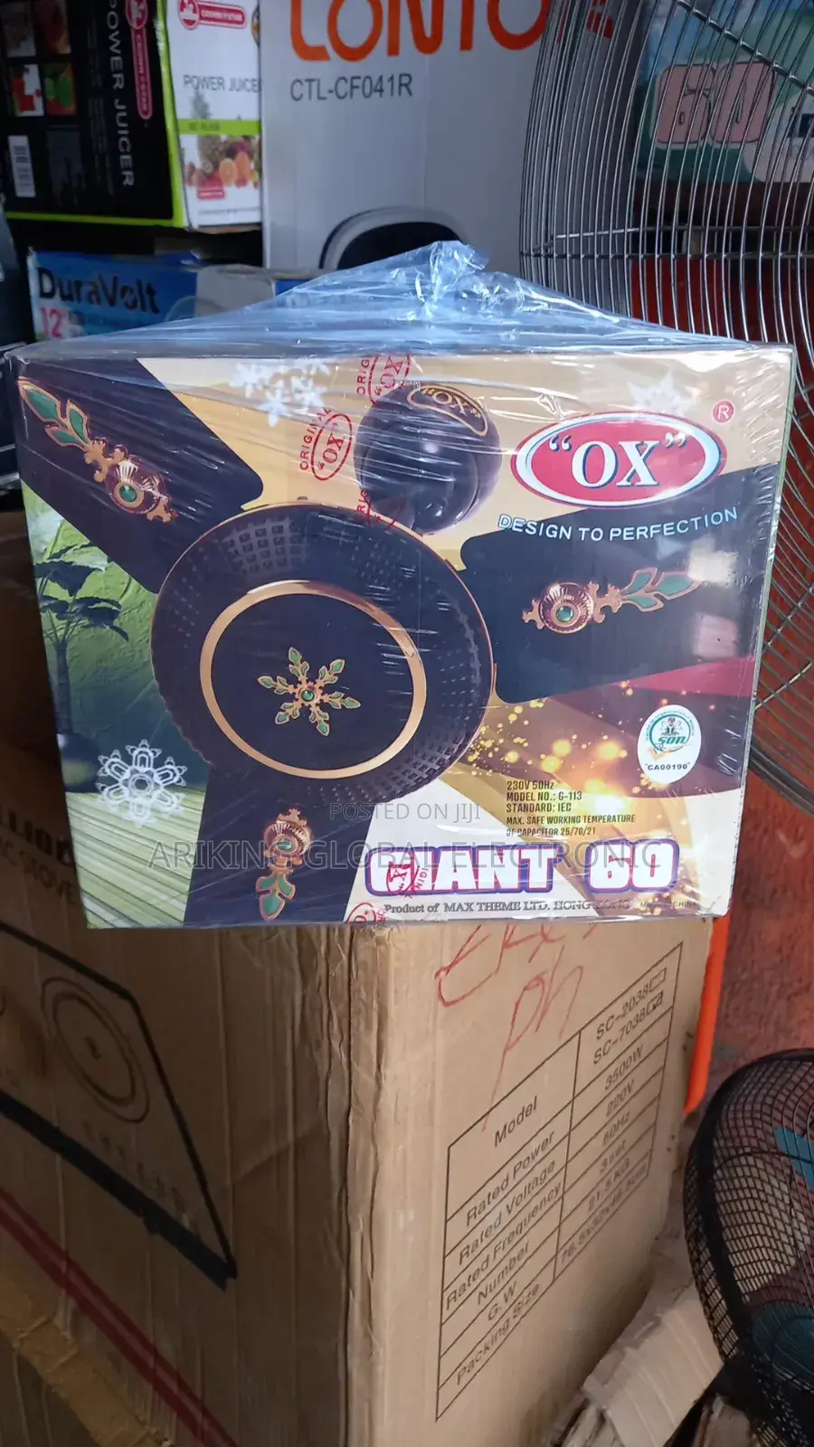 Ox Celling Fan Giant 60 Black