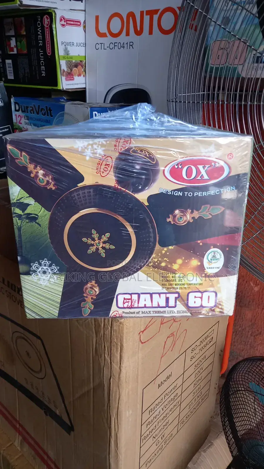 Ox Celling Fan Giant 60 Black