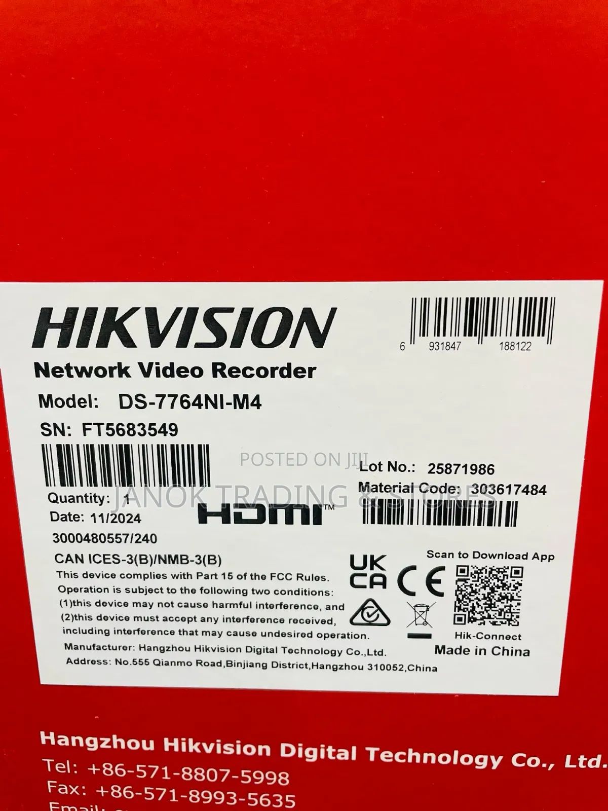Hikvision 7700series Network Video Recorder Ds-7764ni-m4