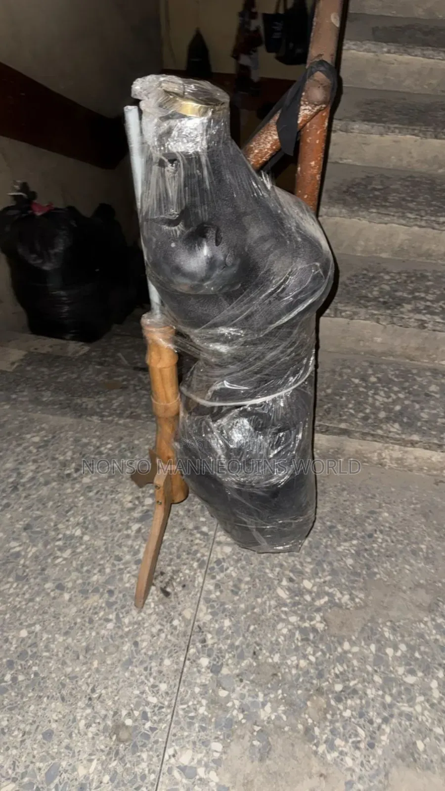 Size 12 Black Female Body Form With Tripod Wooden Base