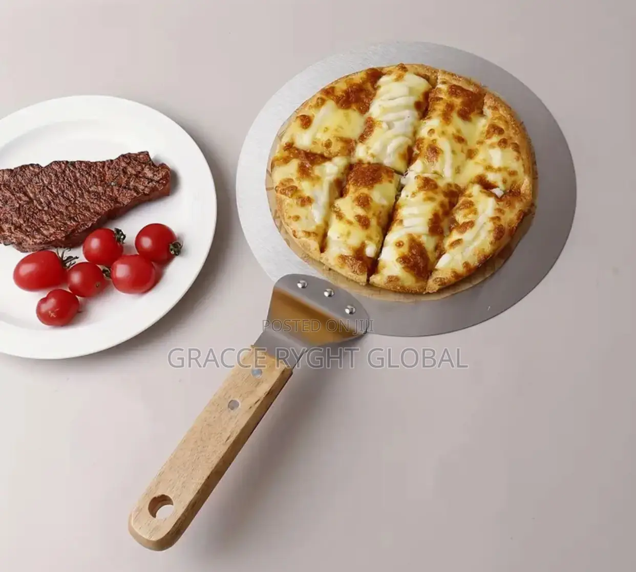 Stainless Steel Pizza Peel Shovel With Wood Handle,