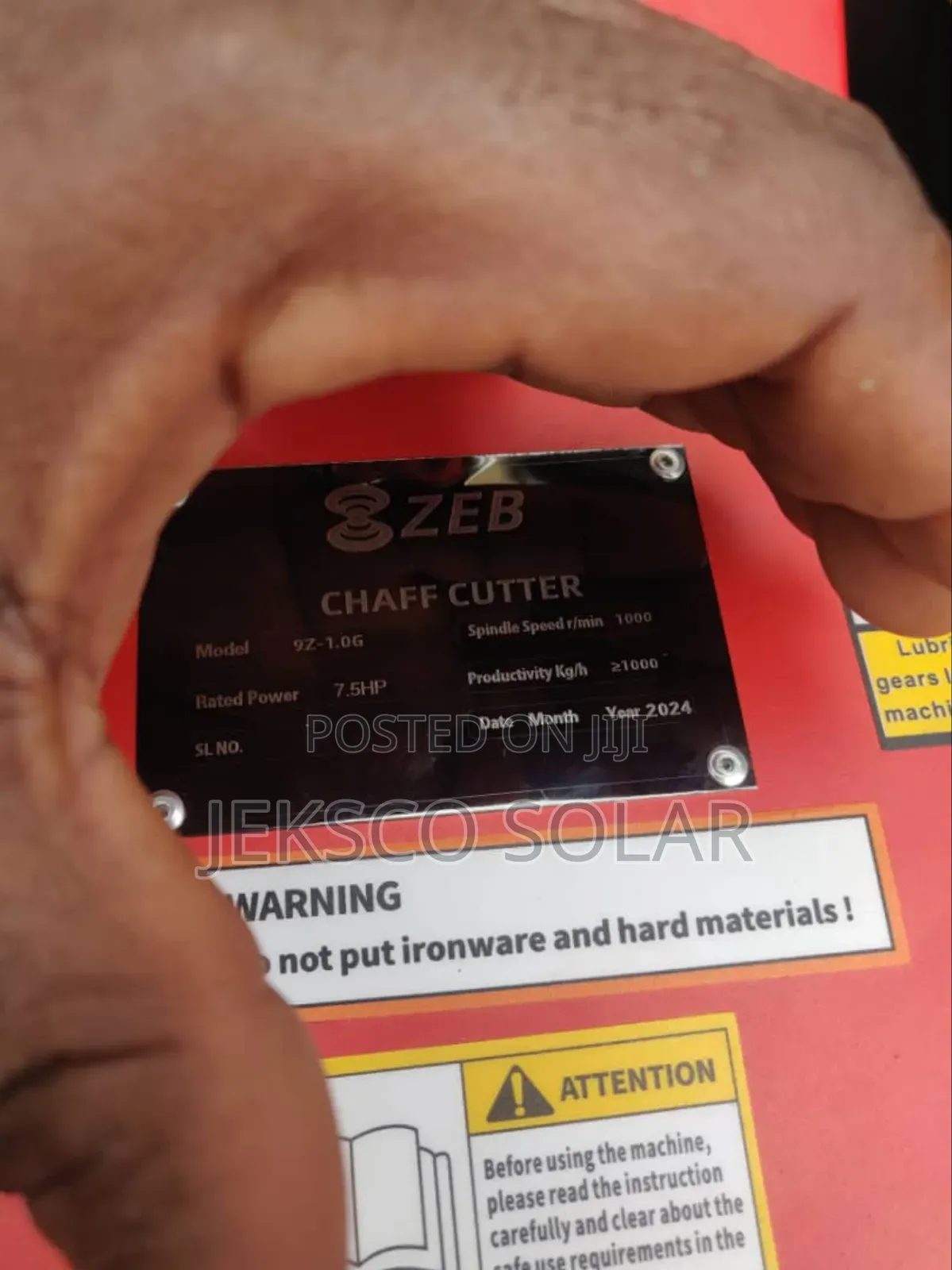 Chaff Cutter Machine, Zeb, 1ton/Hr, 7.5hp