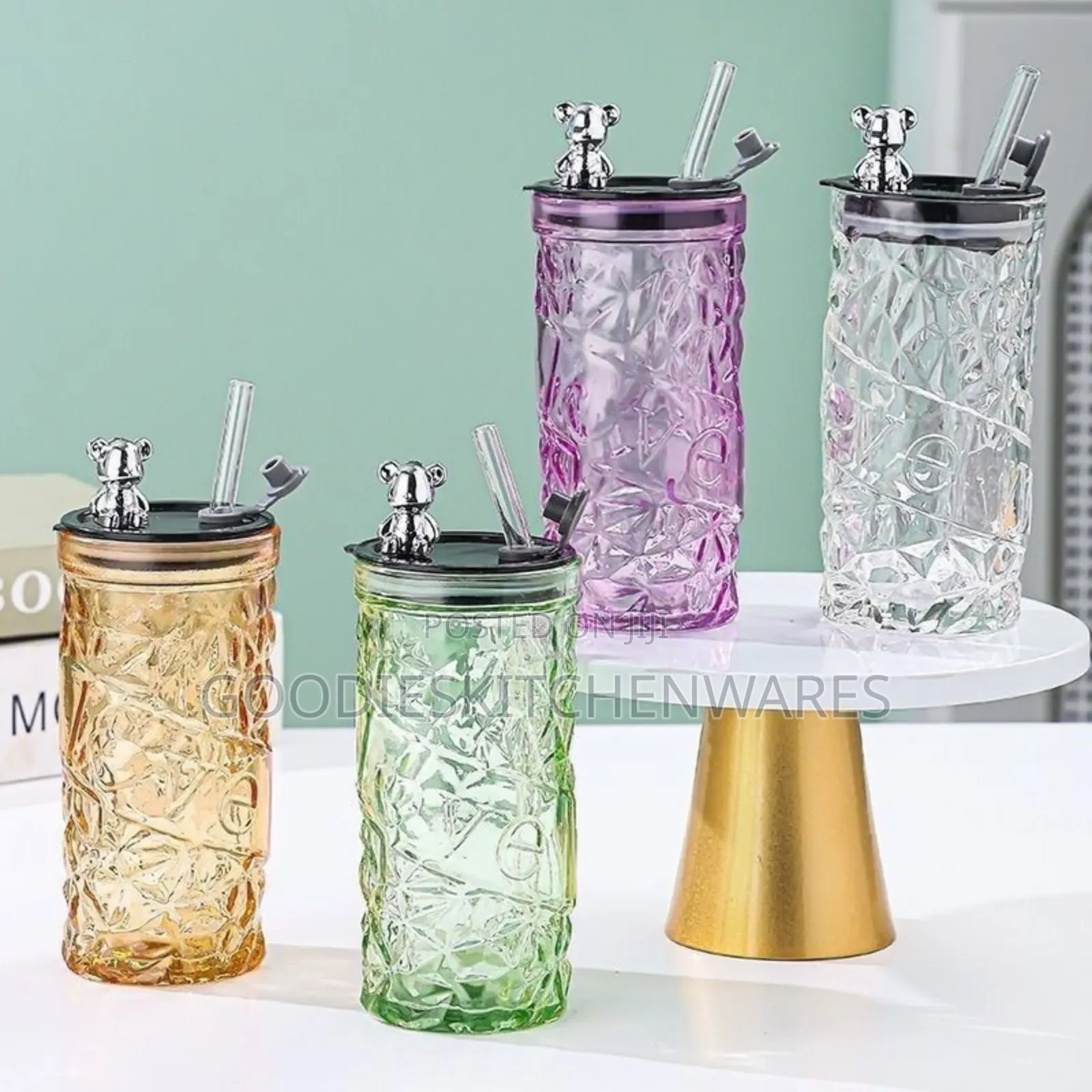 Glass Cup With Straw/ Smoothie Cup