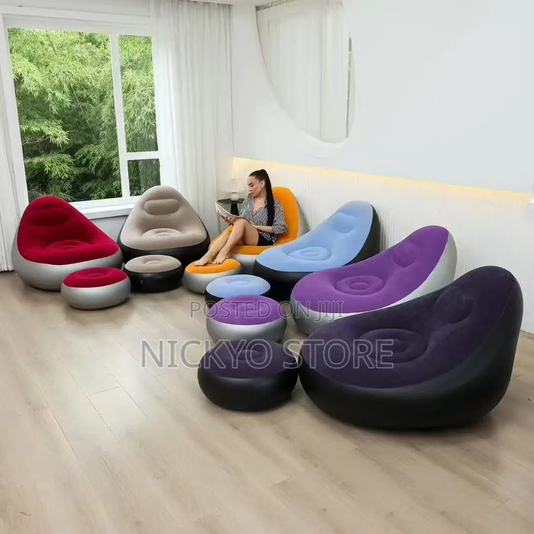 Inflatable Sofa Chair With Leg Rest and Manual Pump