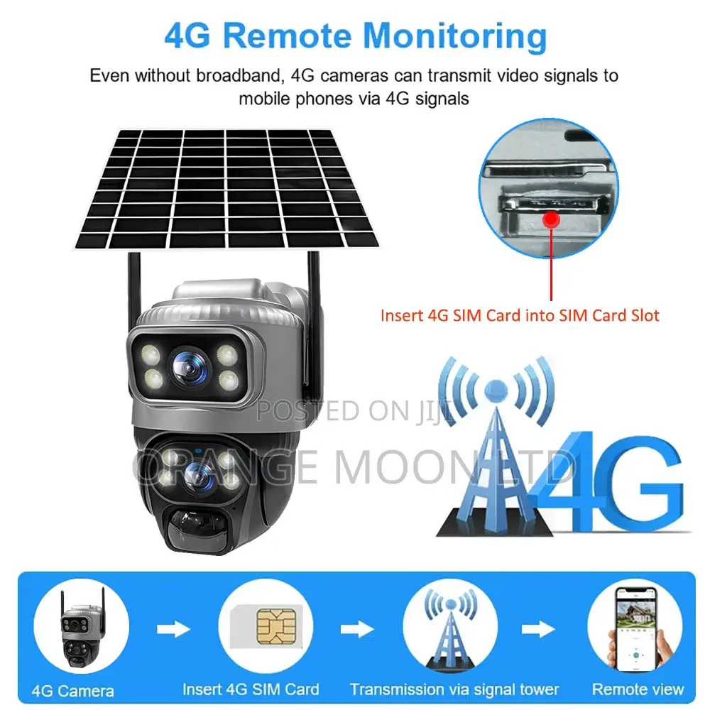 V380 Dual Lens 4g Camera Solar Pir Human Detection
