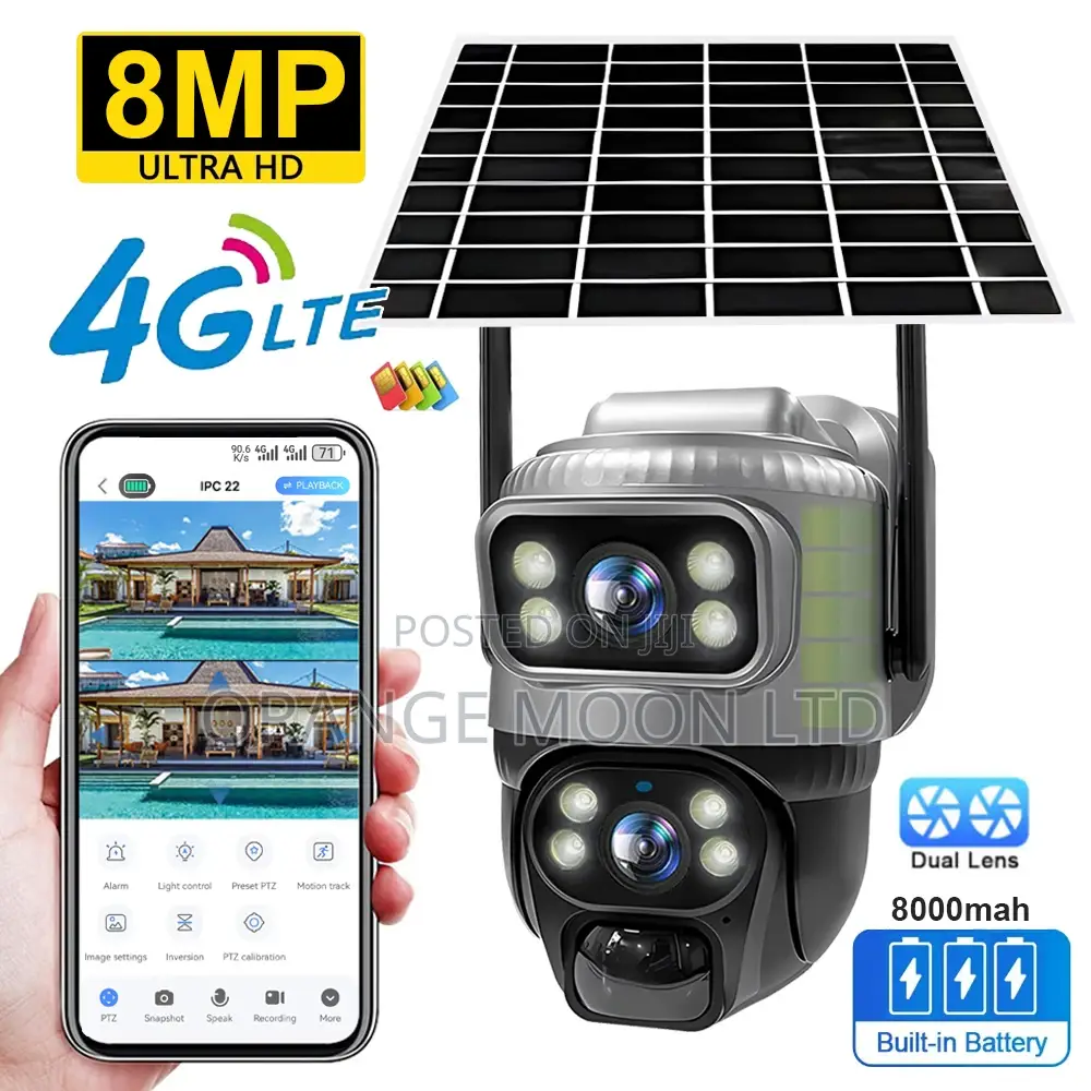 V380 Dual Lens 4g Camera Solar Pir Human Detection