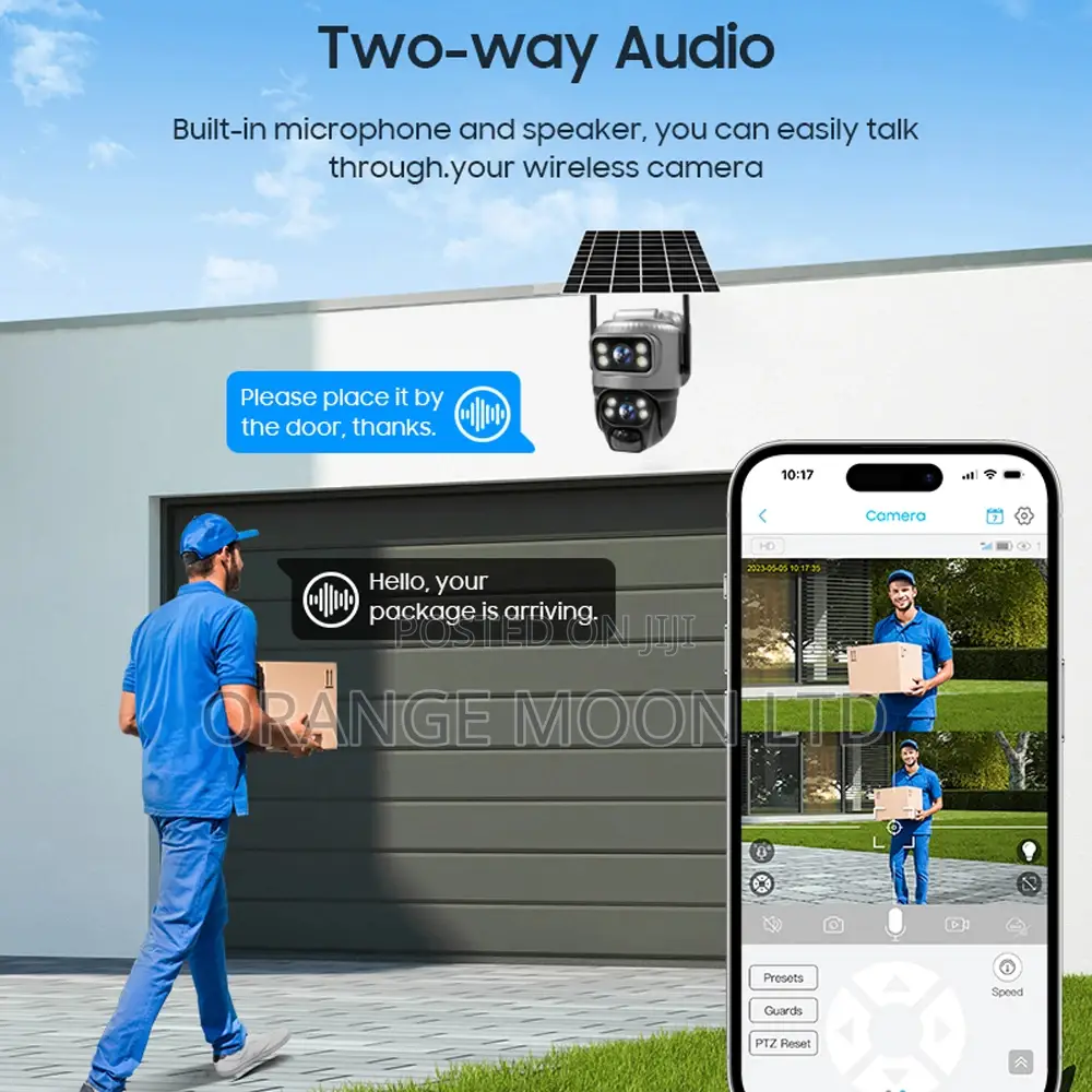 V380 Dual Lens 4g Camera Solar Pir Human Detection