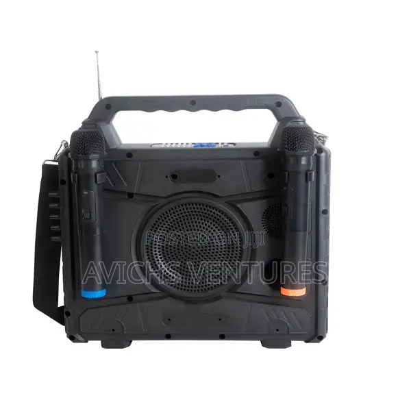 Portable Karaoke Speaker With Screen and 2x VHF Mics