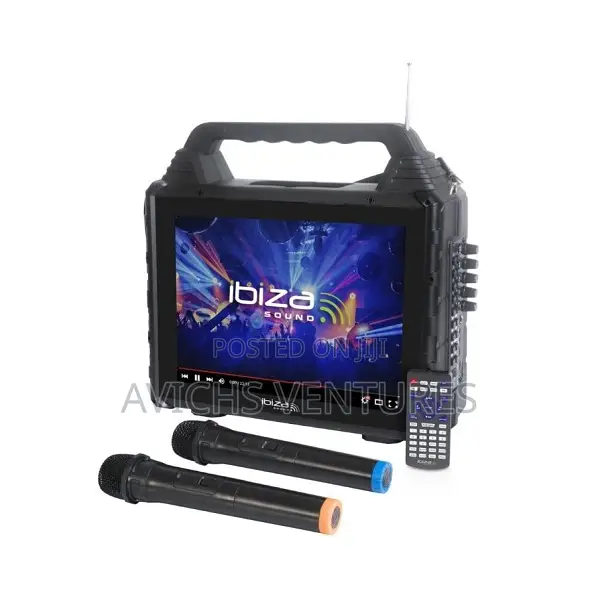 Portable Karaoke Speaker With Screen and 2x VHF Mics