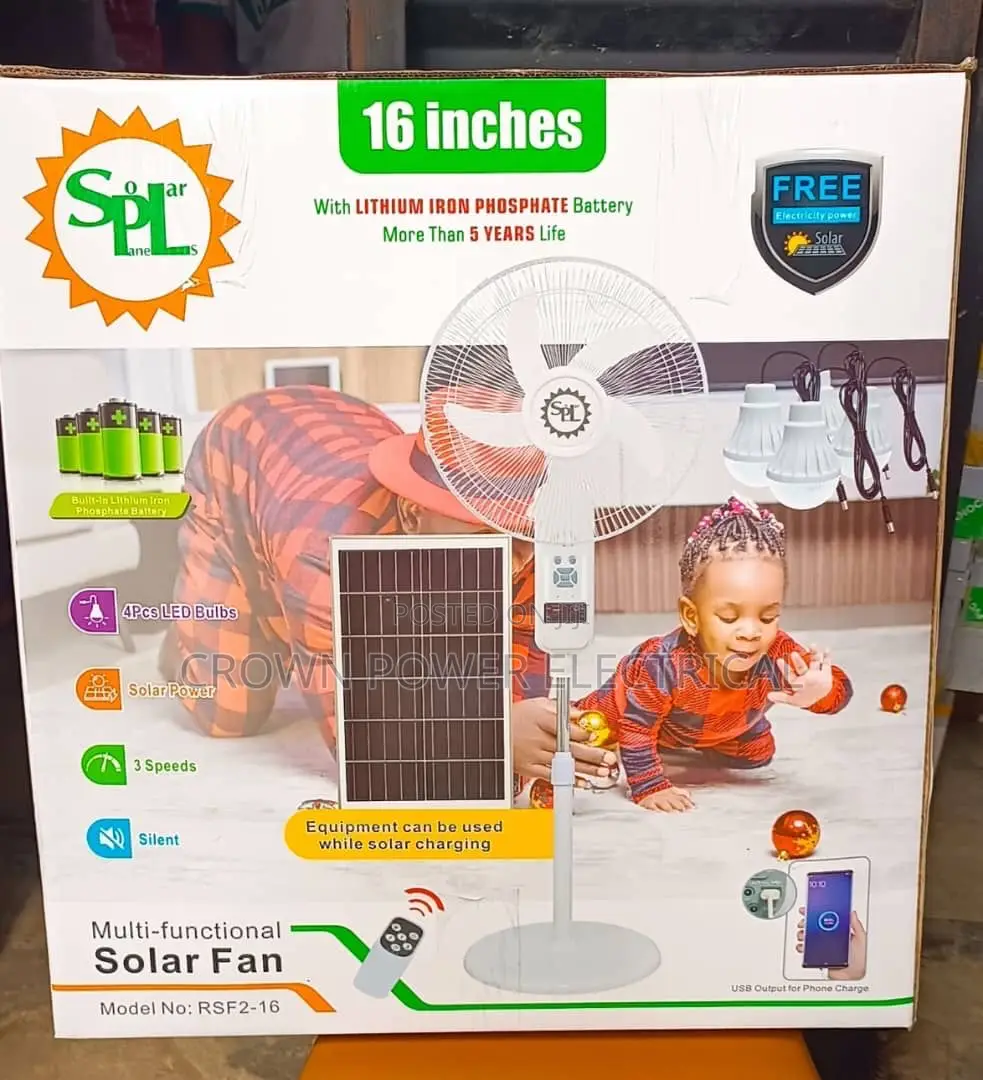 SPL 16 Inch Rechargeable Solar Fan