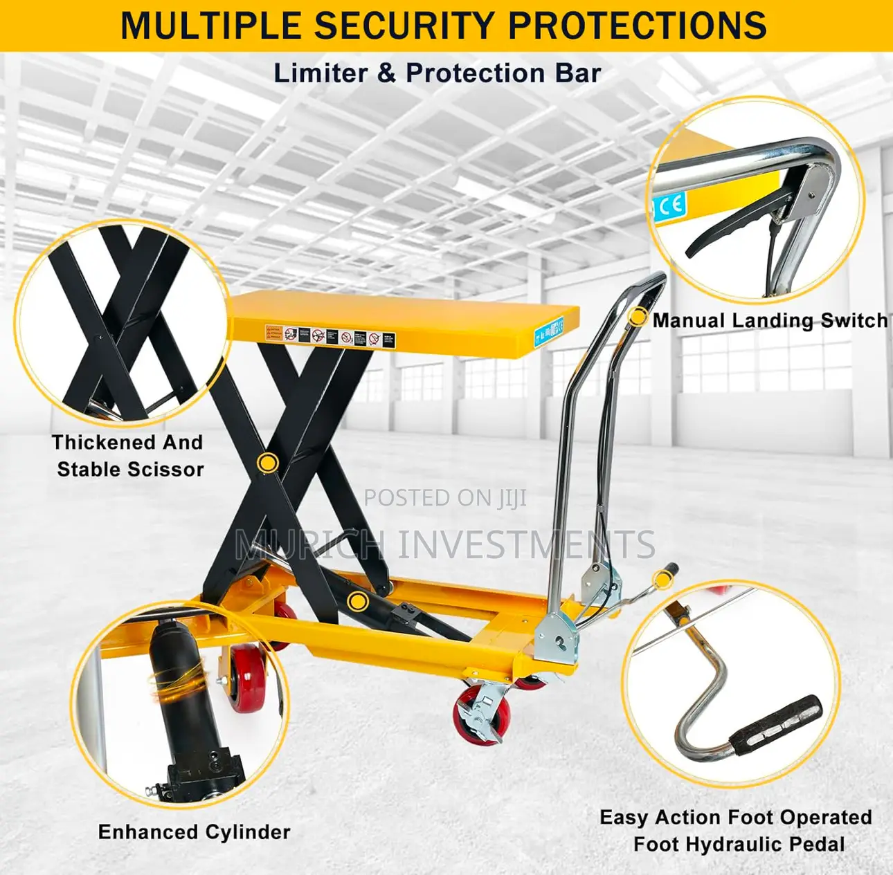 800kg Hydraulic Lift Table Cart Manual Single Scissor Cart