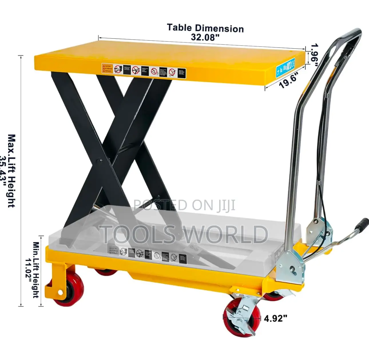800kg Hydraulic Lift Table Cart Manual Single Scissor Cart