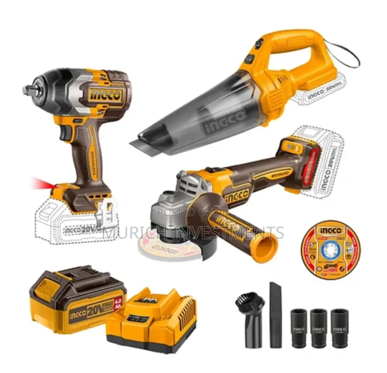 Ingco Cosli240789 - Cordless 3 PCS Combo Kit