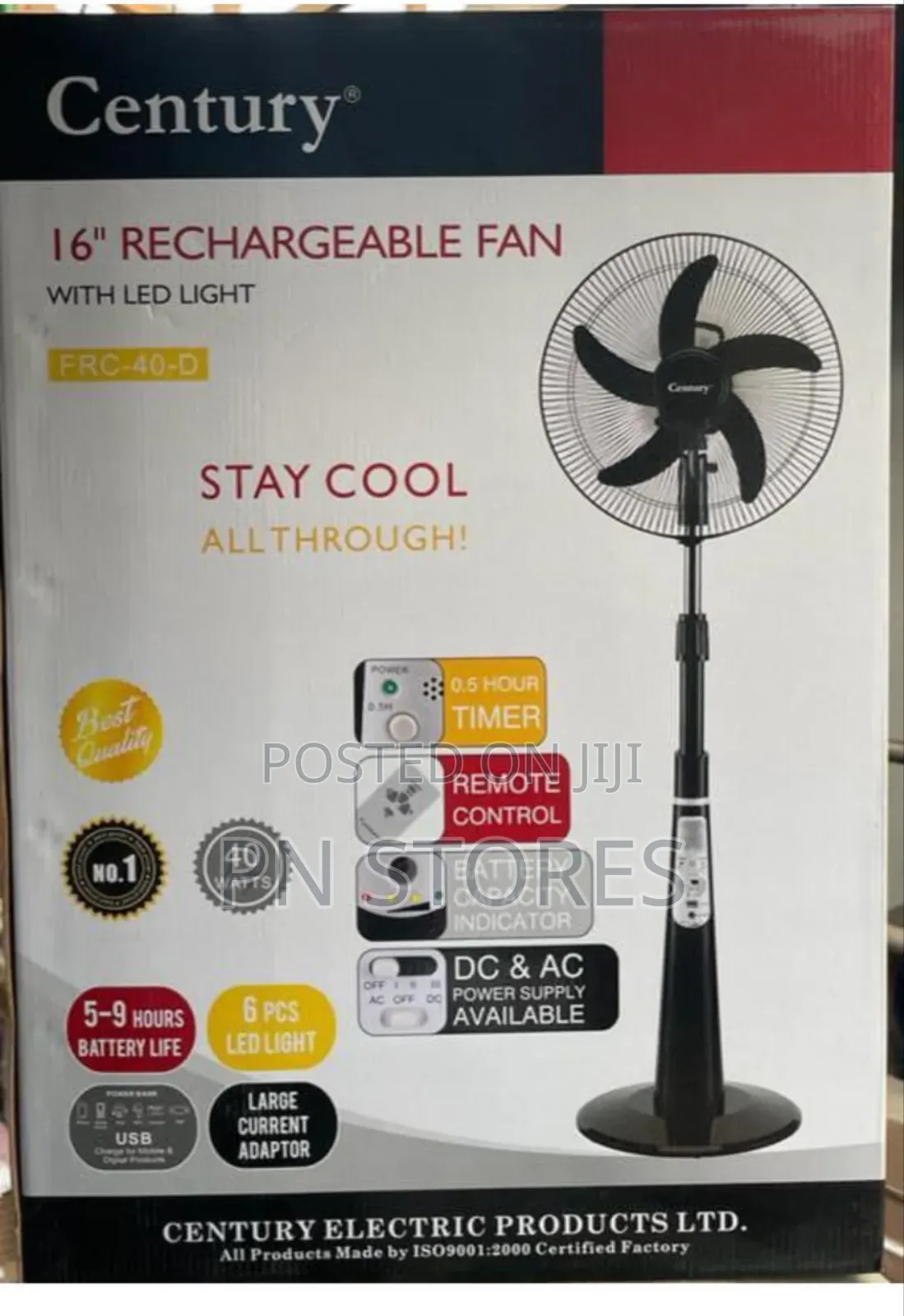 Century 16 Inches Rechargable Standing Fan