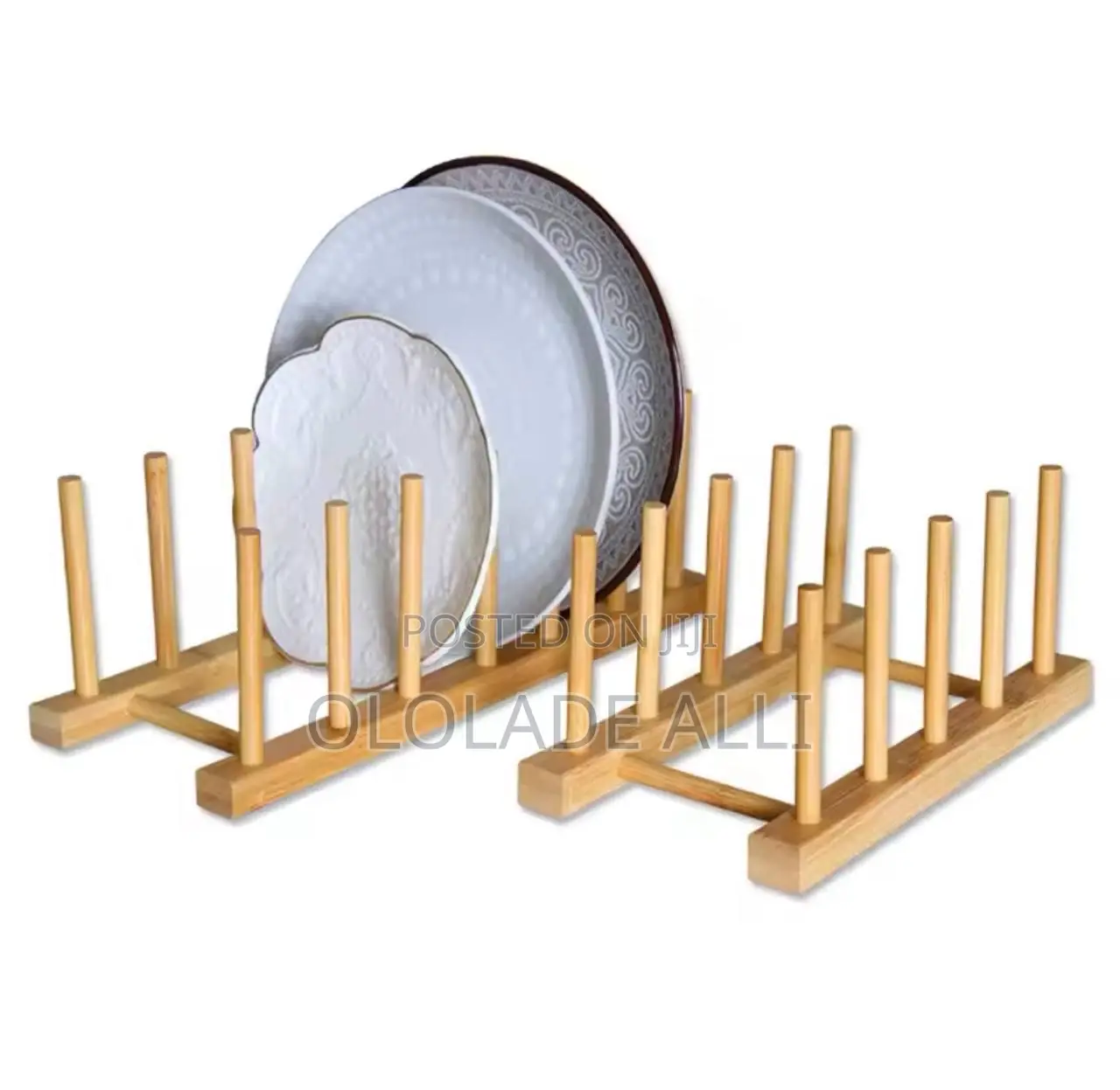 Wooden Plate Rack Kitchen Dishes Stand