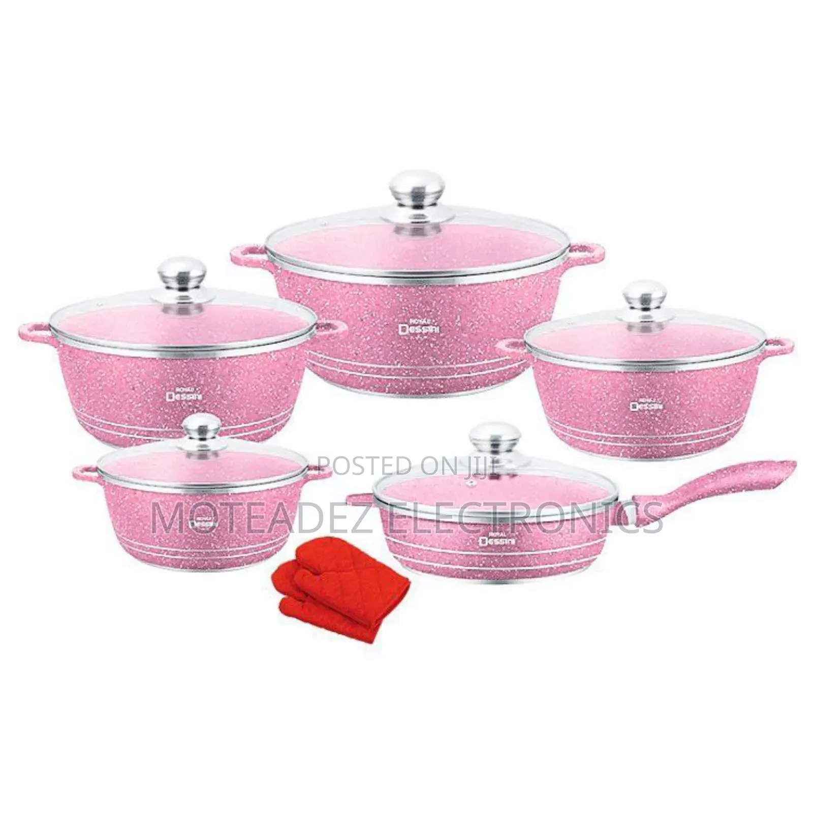 Royal Dessini 12pcs Granite Series Glass Lid Cookware Sets