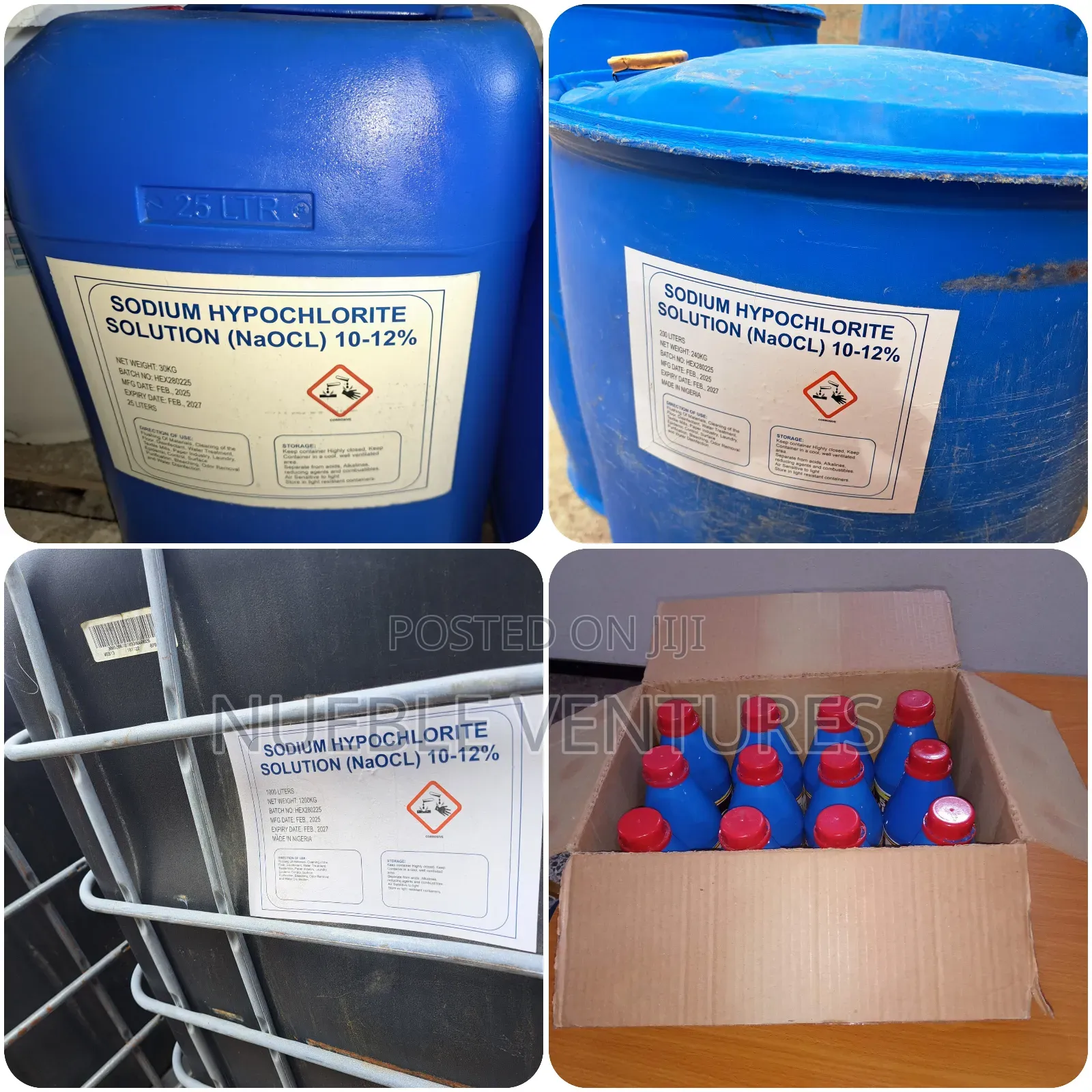 Sodium Hypochlorite/Bleach Bottle, Keg, Drum, Ibc.