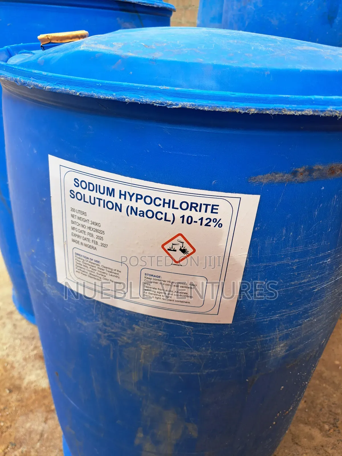 Sodium Hypochlorite/Bleach Bottle, Keg, Drum, Ibc.