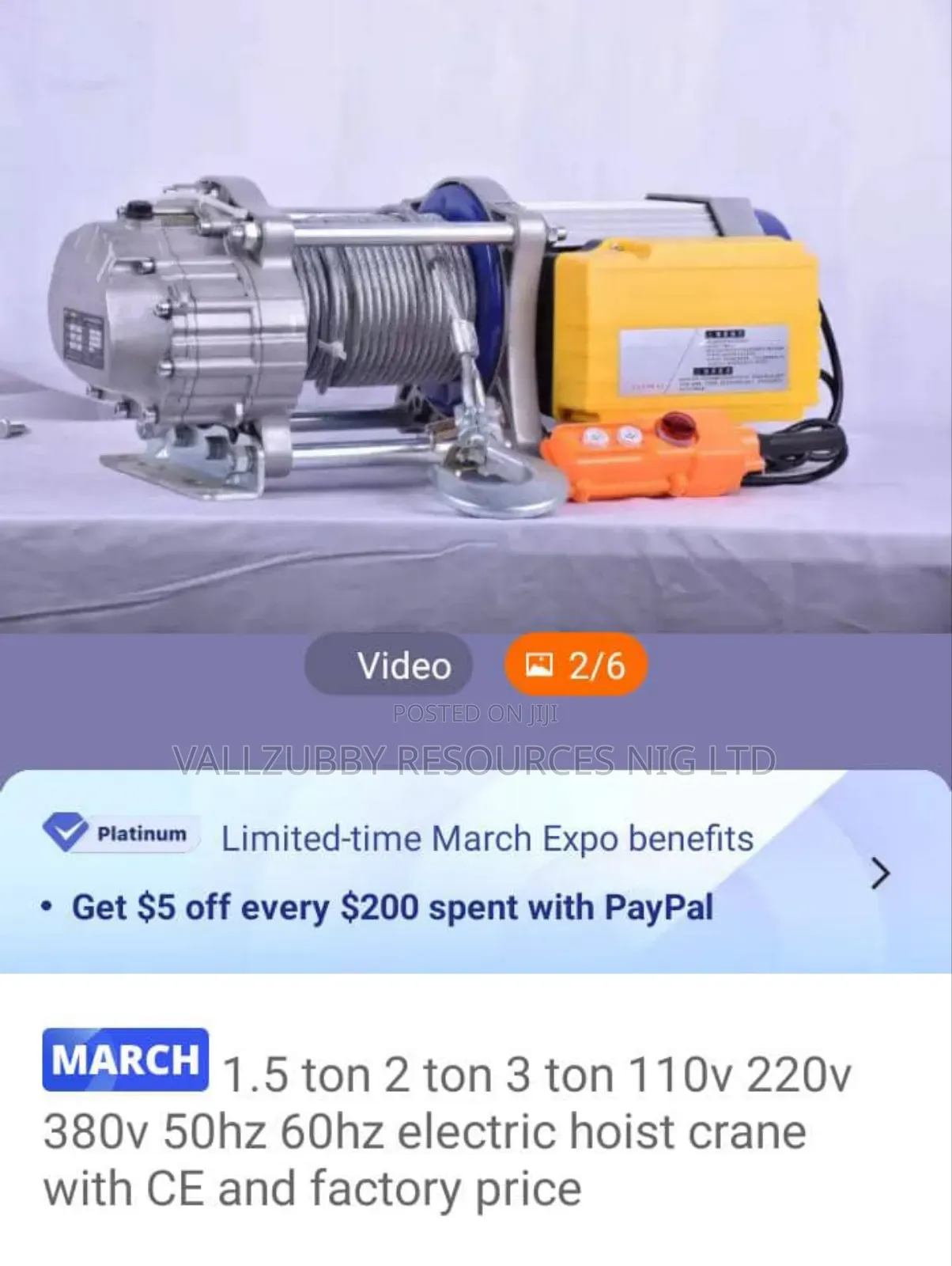 3ton 3000kg Electric Winch Hoist