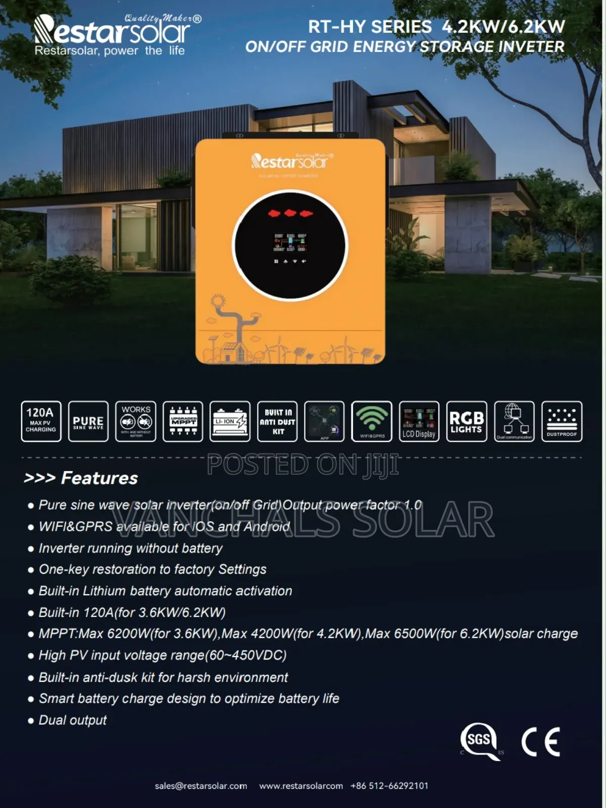 Solar Hybrid Inverter 6.2kw 48v