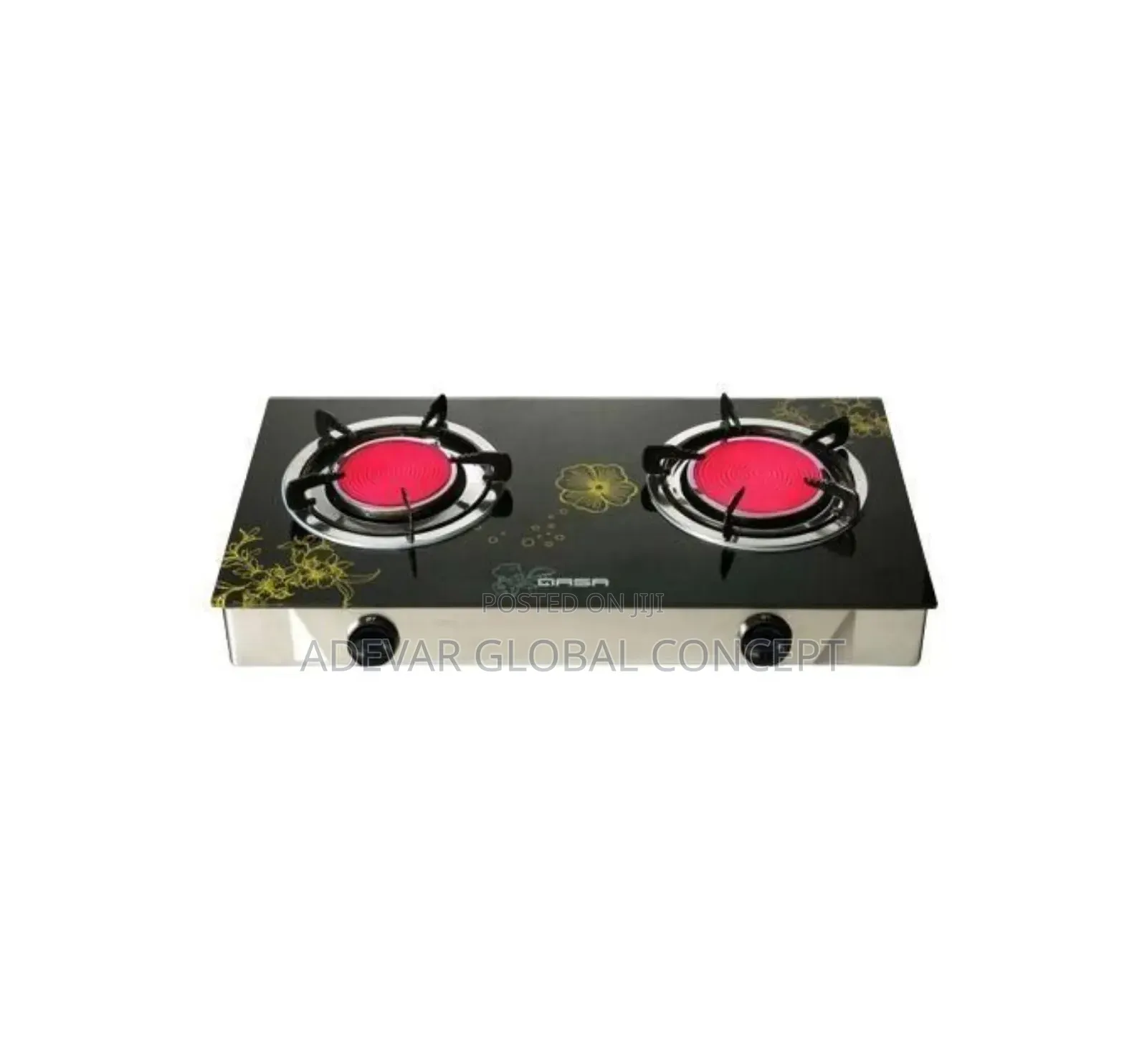 Qasa Infrared 2 Gas Burner Glass Table Top Cooker Hob