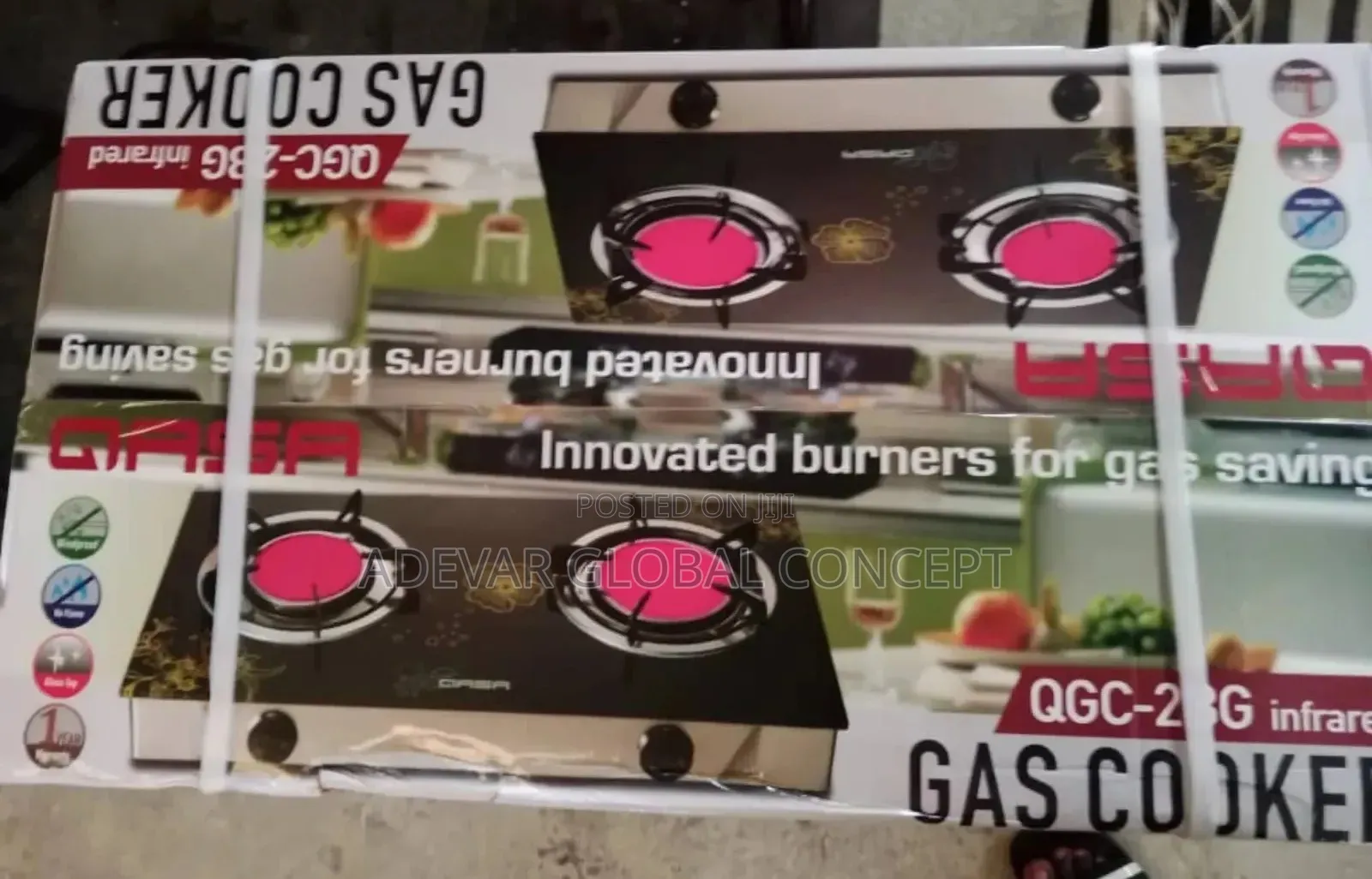 Qasa Infrared 2 Gas Burner Glass Table Top Cooker Hob