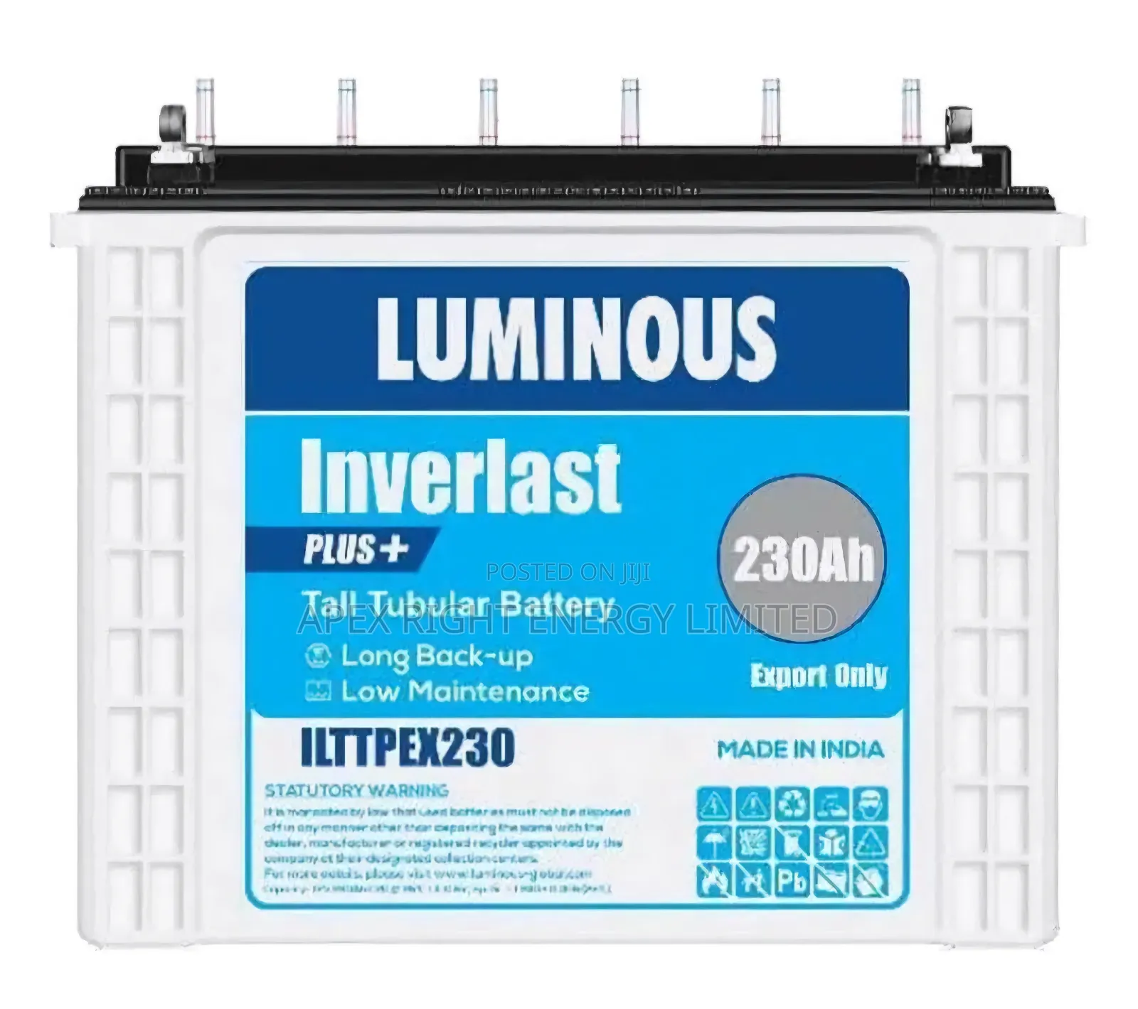 230ah Luminous Inverlast Tall Tubular Battery 12v