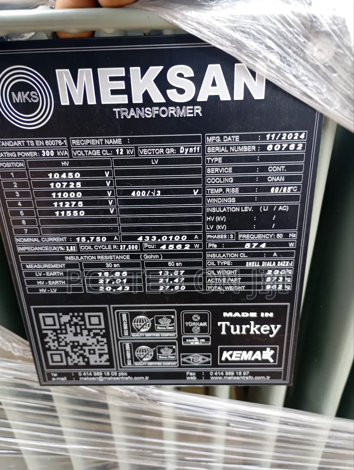 300kva/11kv Meksan High Quality Electric Power Transformers