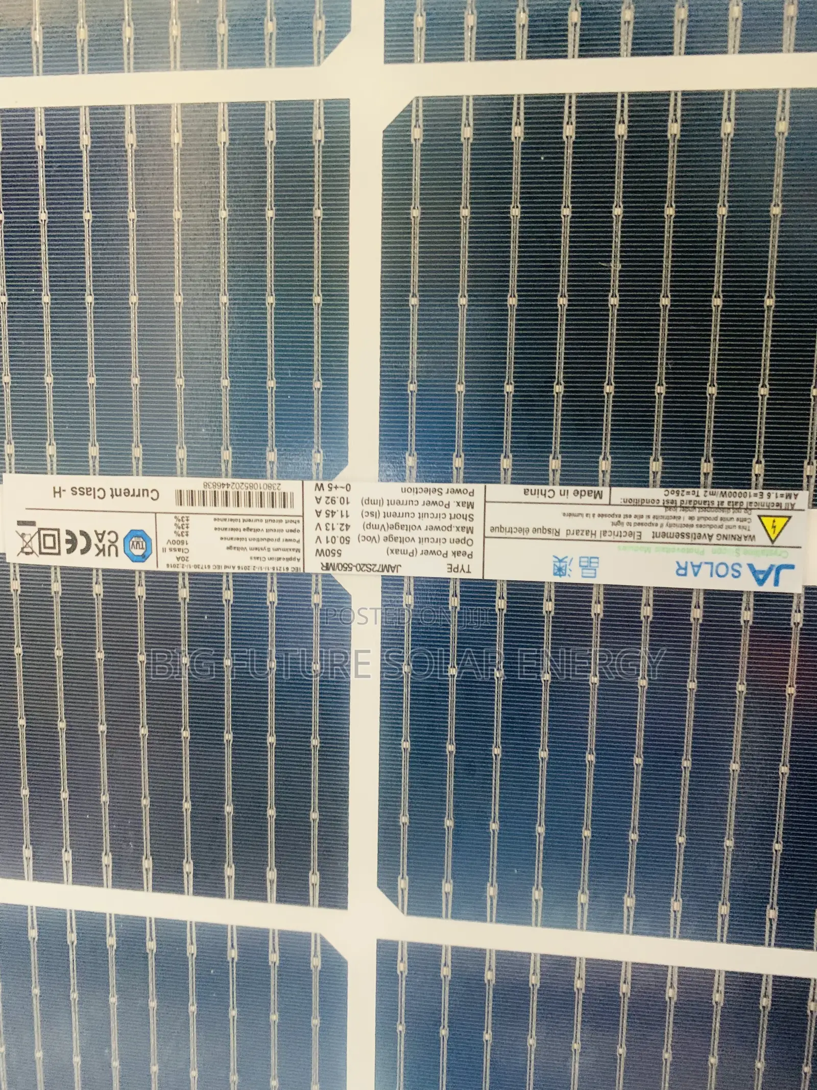 550watts Ja Solar Panel Bificail 144c