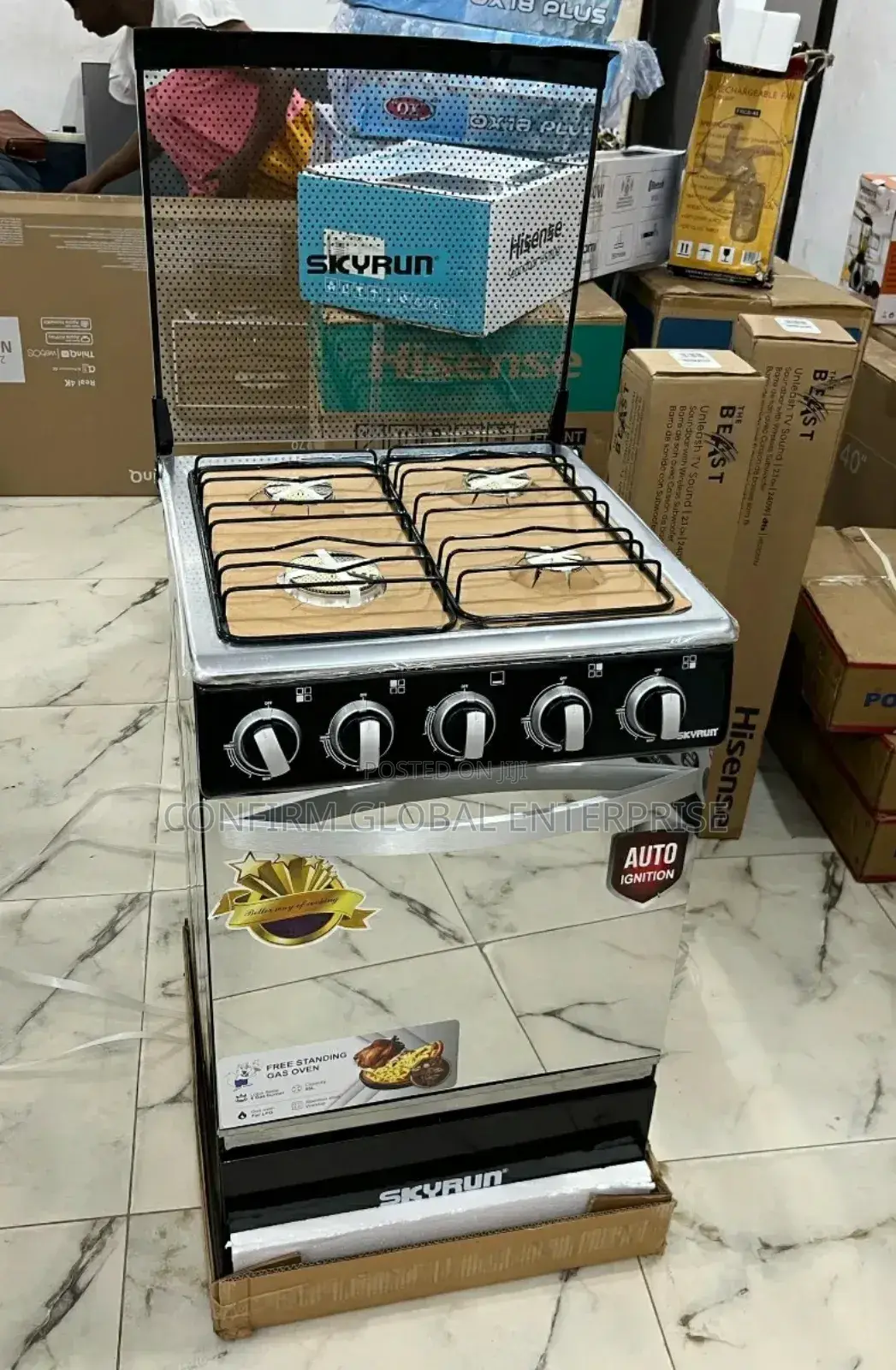 4 Burner Skyrun Gas Cooker With Oven 50×50